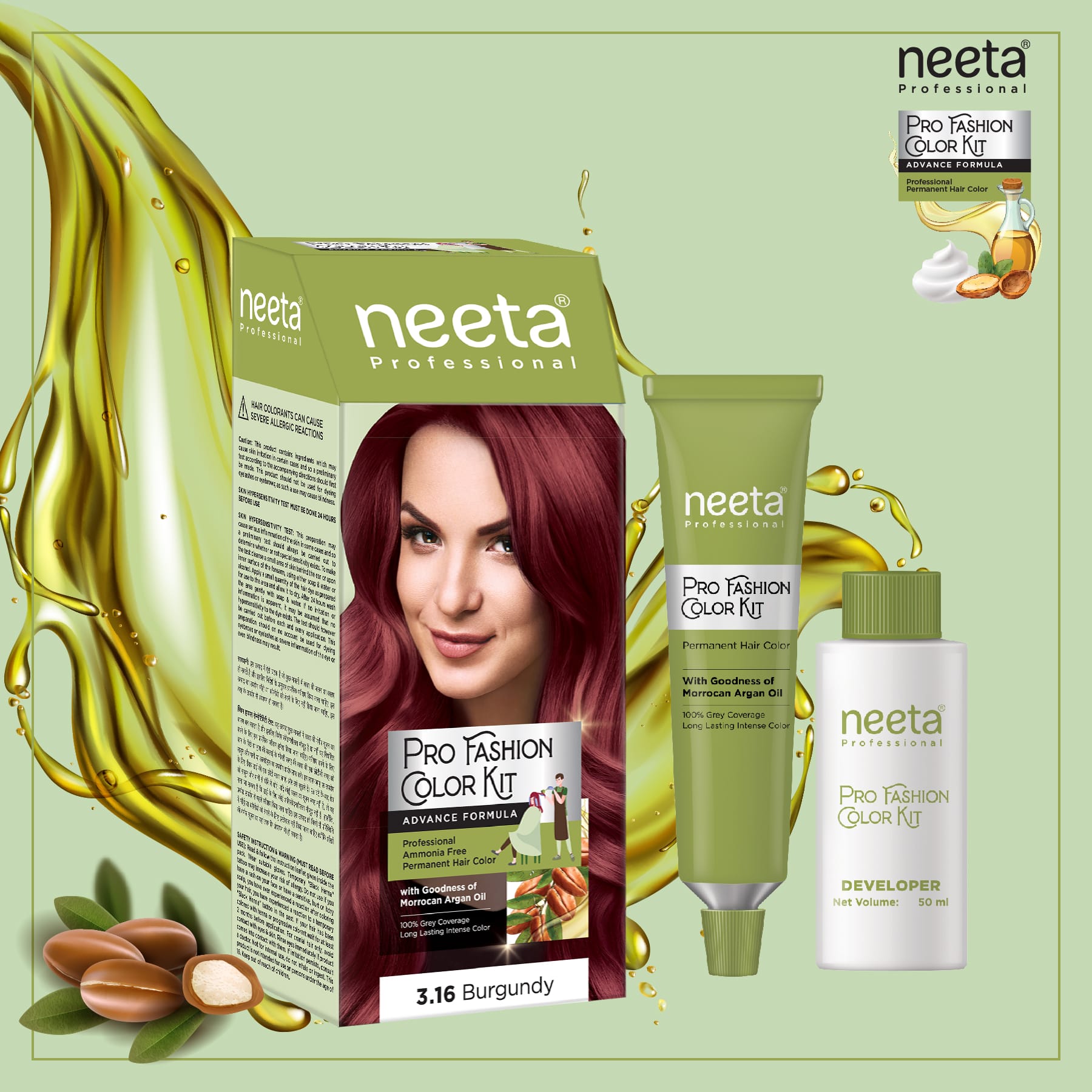 Neeta Pro Fashion Color Kit 3.16 Burgundy
