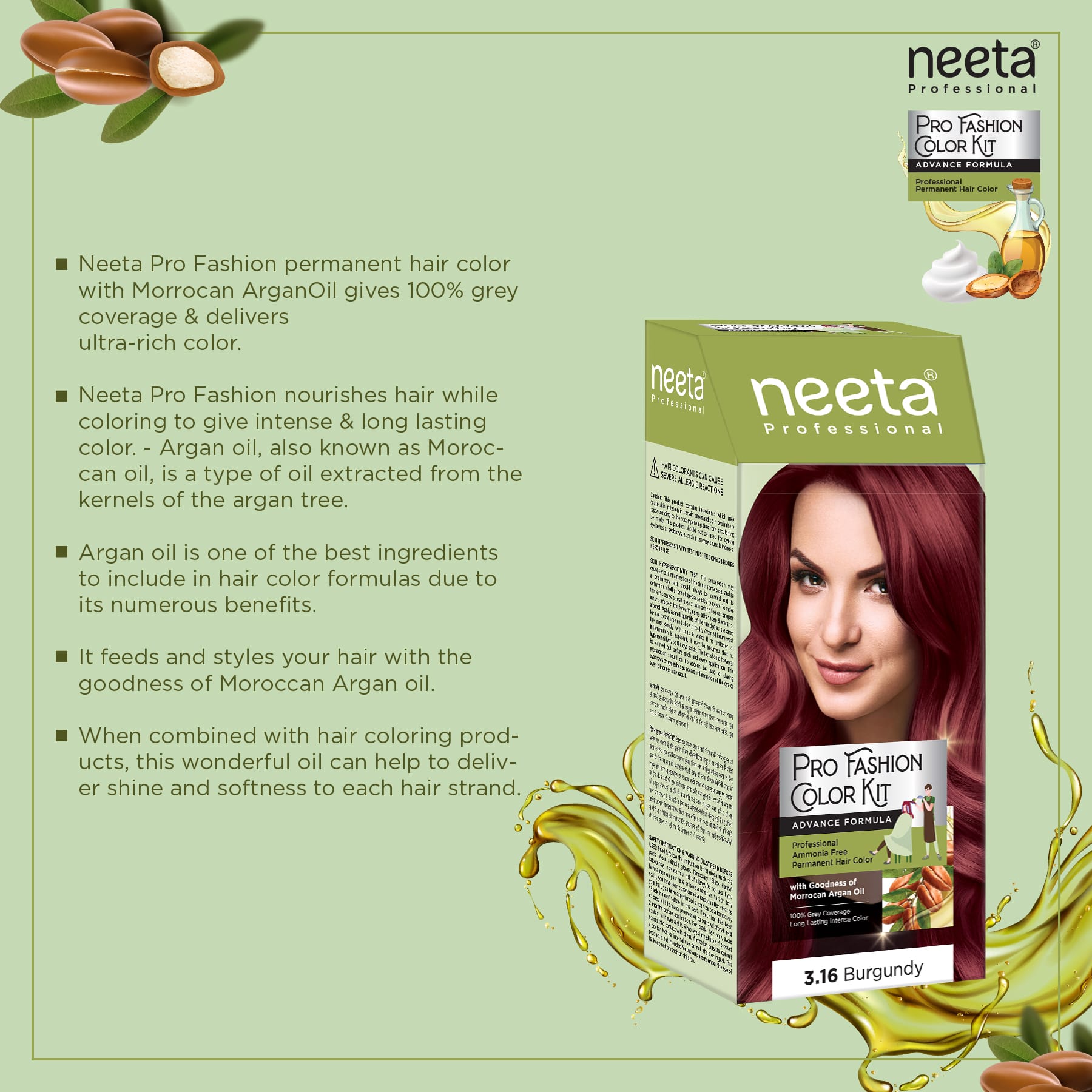 Neeta Pro Fashion Color Kit 3.16 Burgundy