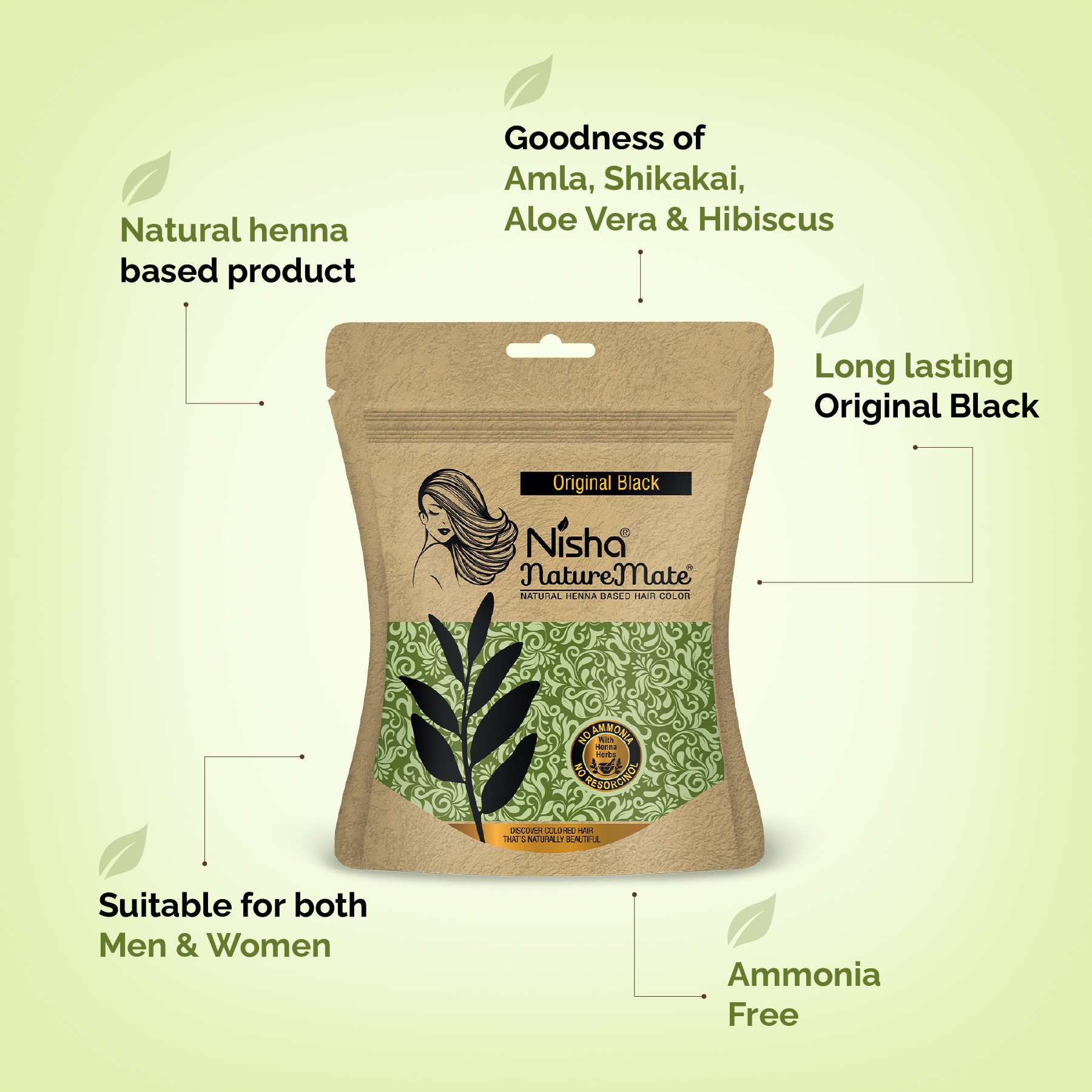 Nisha Naturemate Natural Henna Based Hair Color Original Black