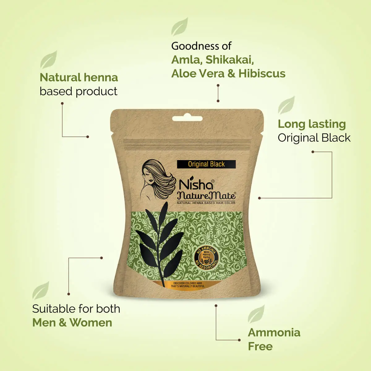 Nisha Naturemate Natural Henna Based Hair Color Original Black