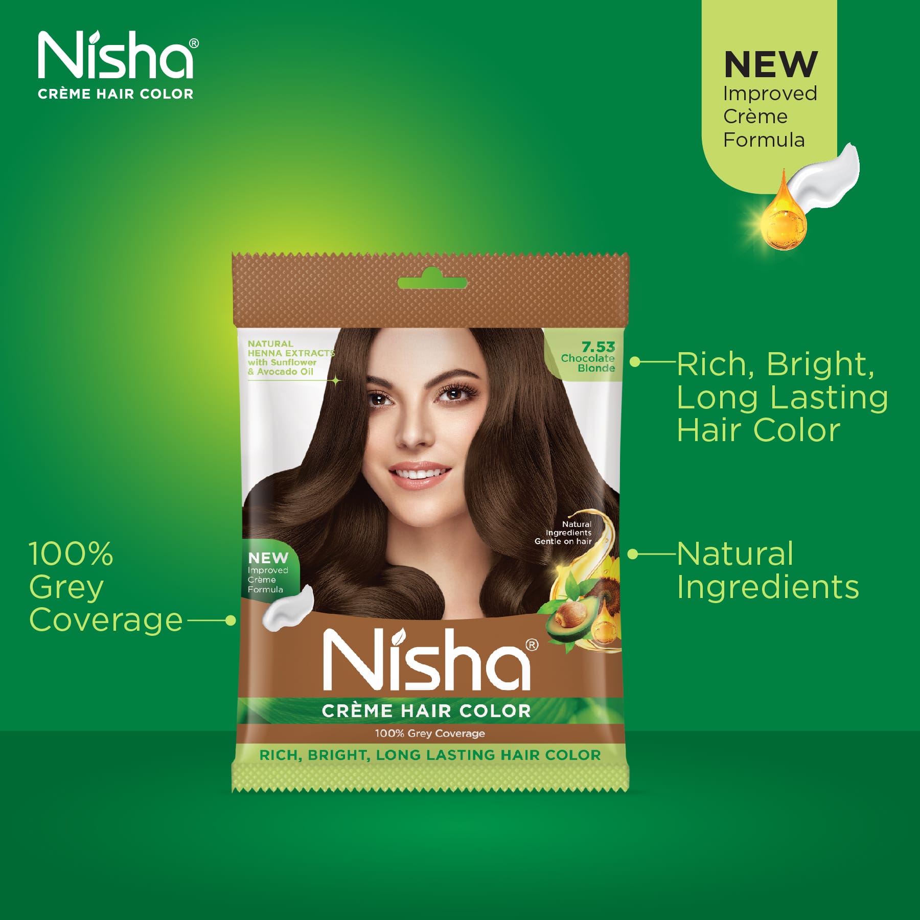 Nisha Crème Hair Color 7.53 Chocolate Blonde