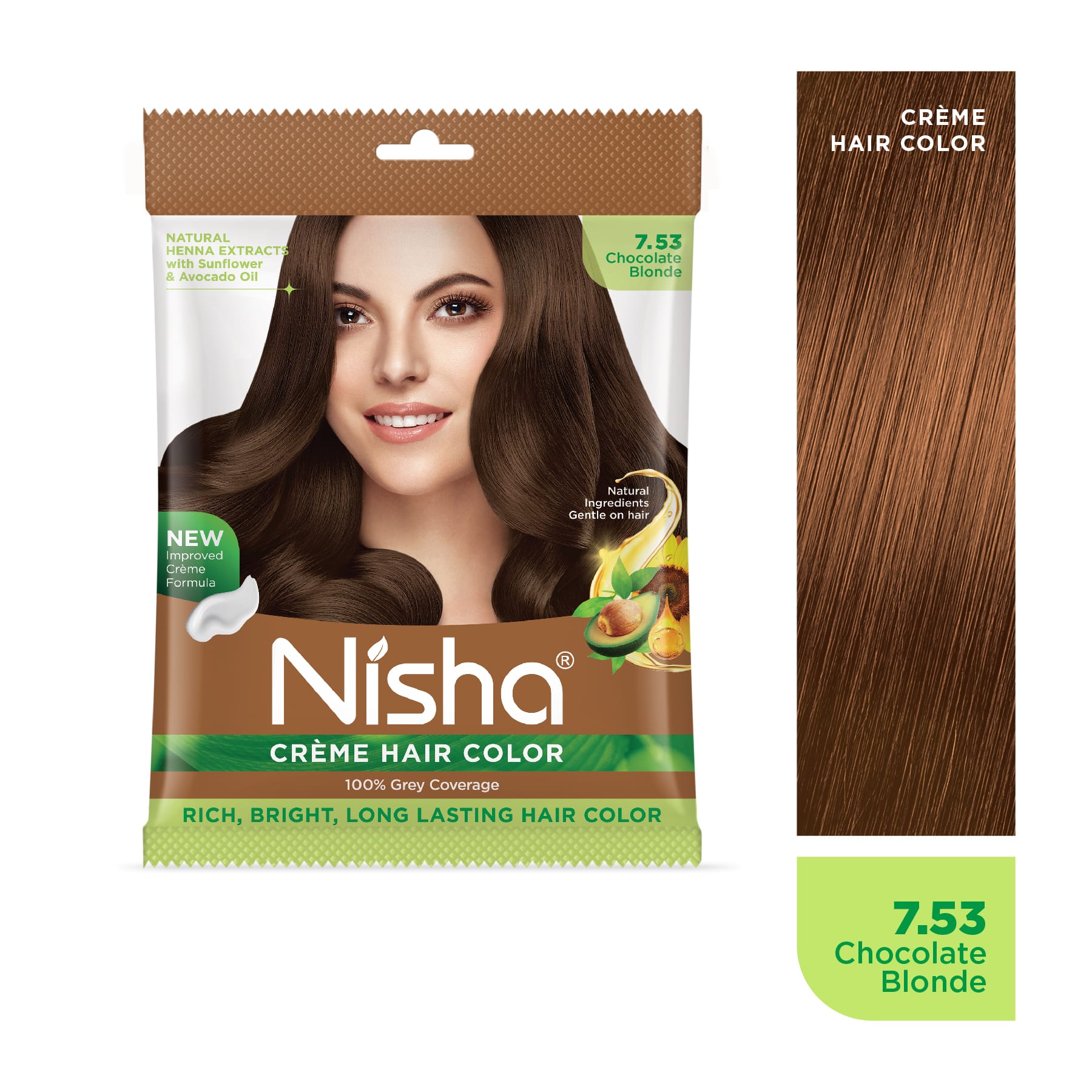 Nisha Crème Hair Color 7.53 Chocolate Blonde