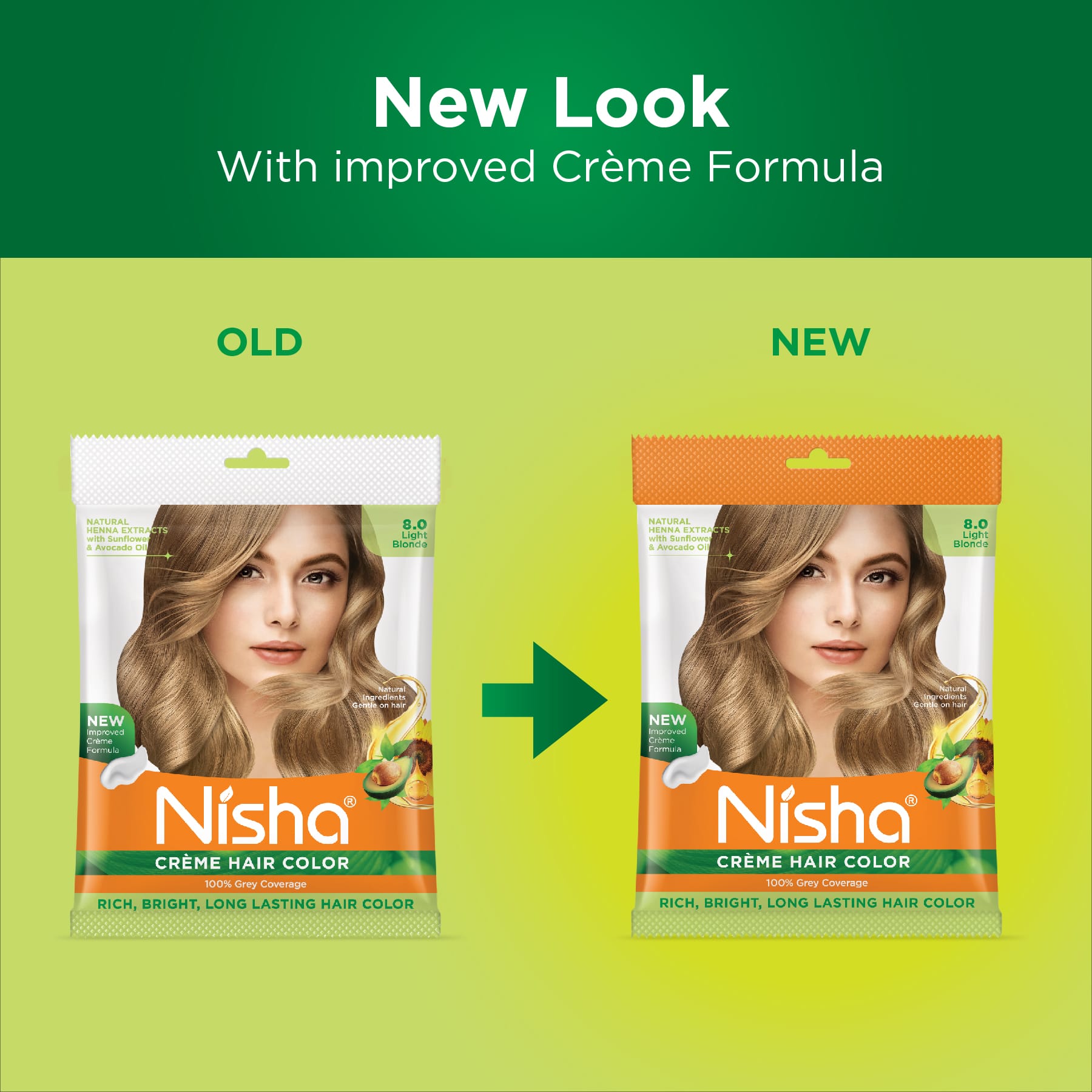 Nisha Crème Hair Color 8.0 Light Blonde | 100% Grey Coverage