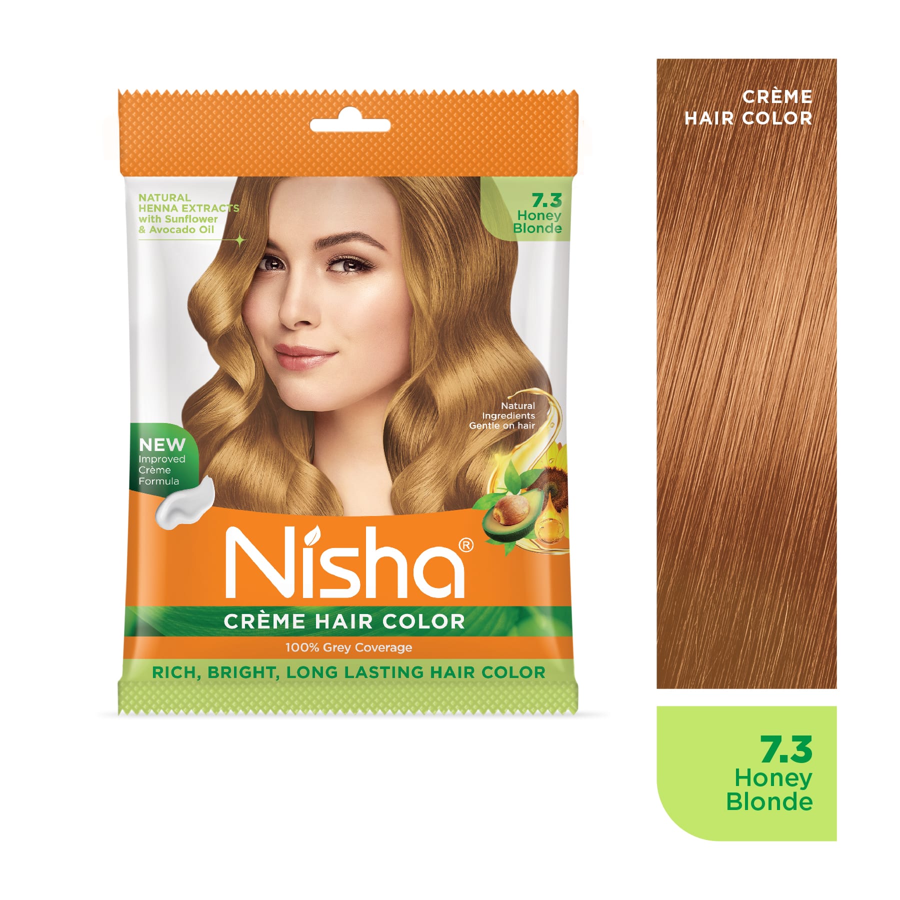 Nisha Crème Hair Color 7.3 Honey Blonde | 100% Grey Coverage