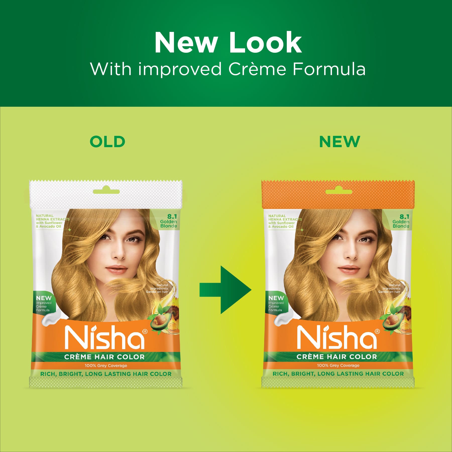 Nisha Crème Hair Color 8.1 Golden Blonde | 100% Grey Coverage