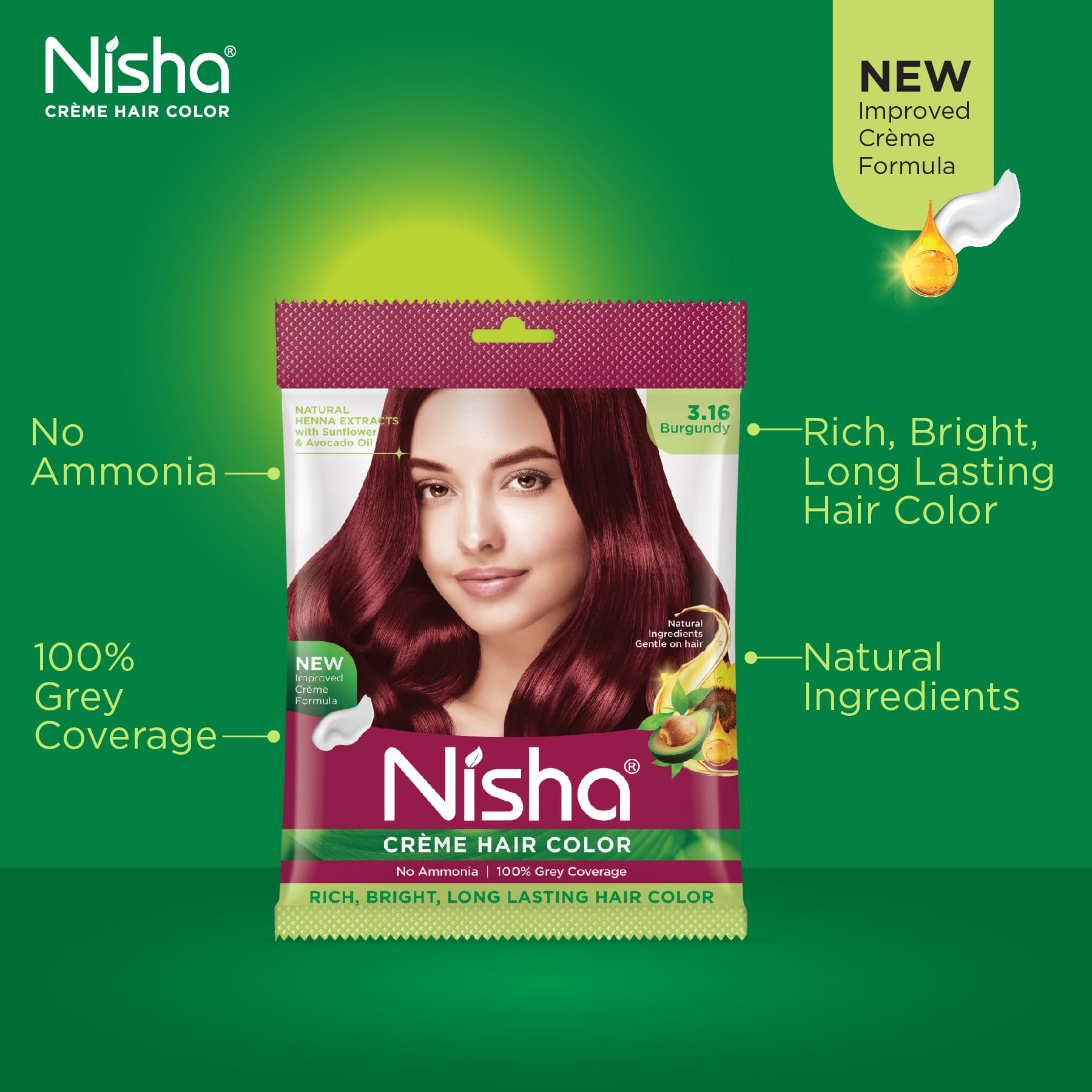Nisha Crème Hair Color 3.16 Burgundy | No Ammonia