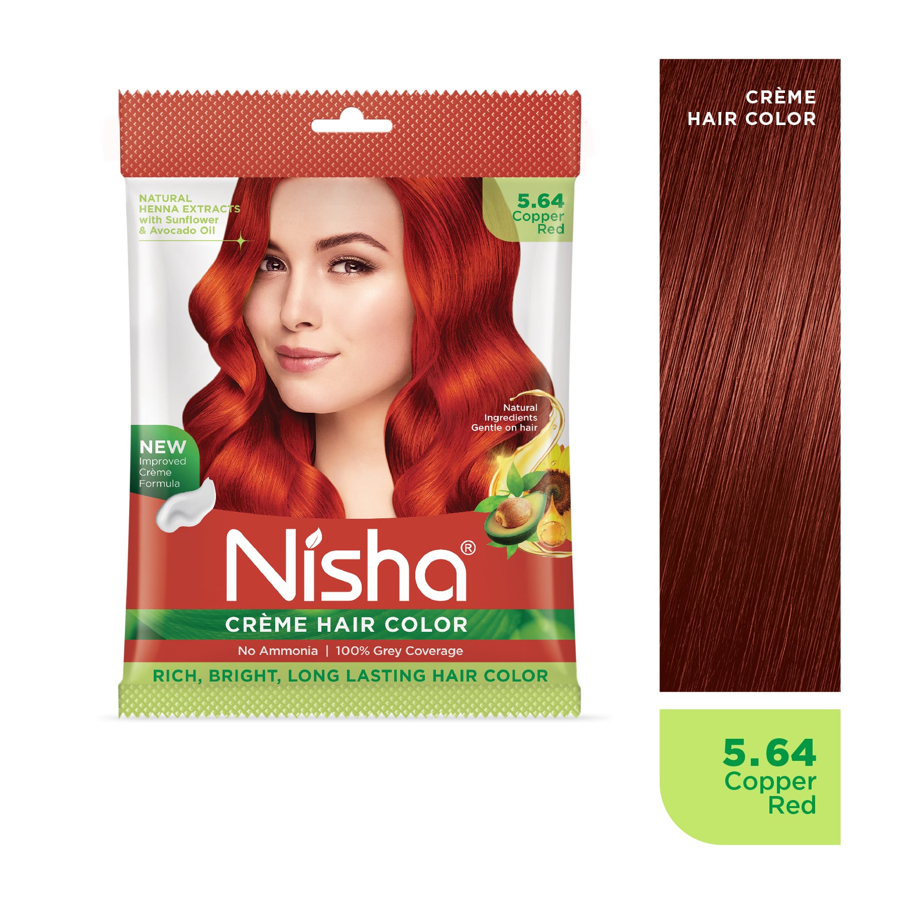 Nisha Crème Hair Color 5.64 Copper Red | Ammonia Free