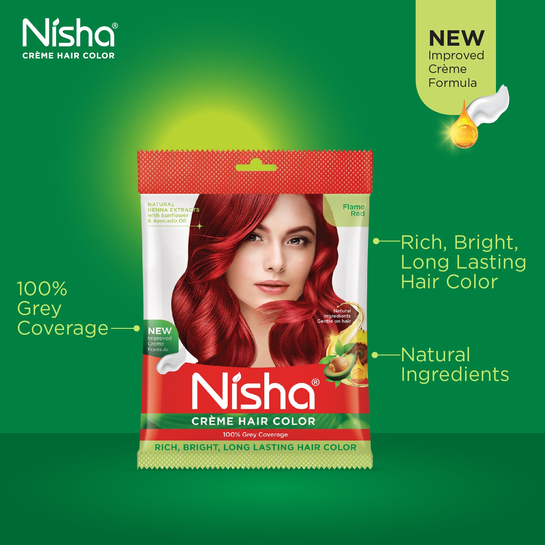 Nisha Crème Hair Color Flame Red | 100% Grey Coverage