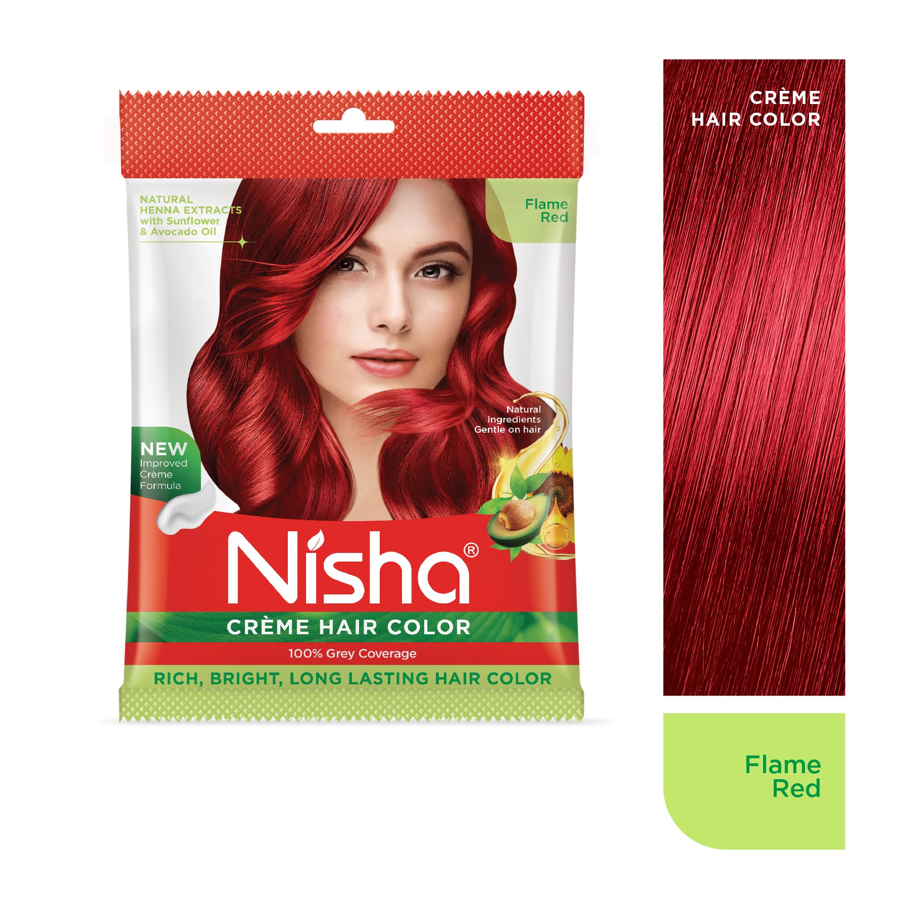 Nisha Crème Hair Color Flame Red | 100% Grey Coverage