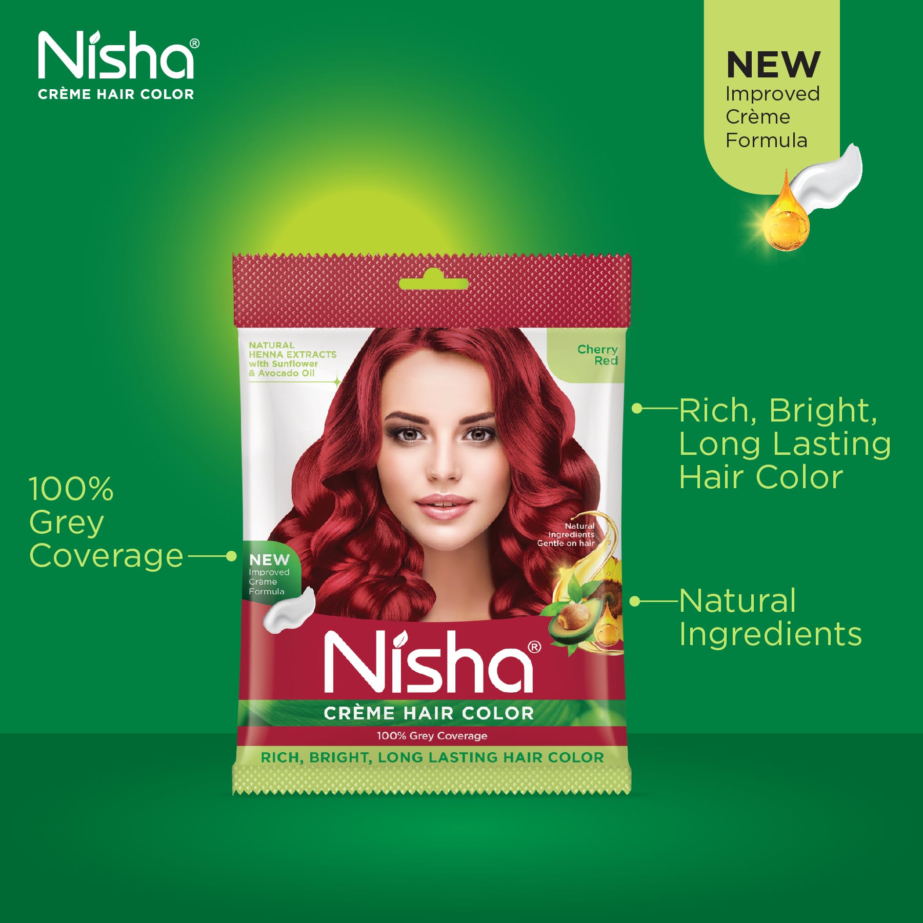 Nisha Crème Hair Color Cherry Red | 100% Grey Coverage