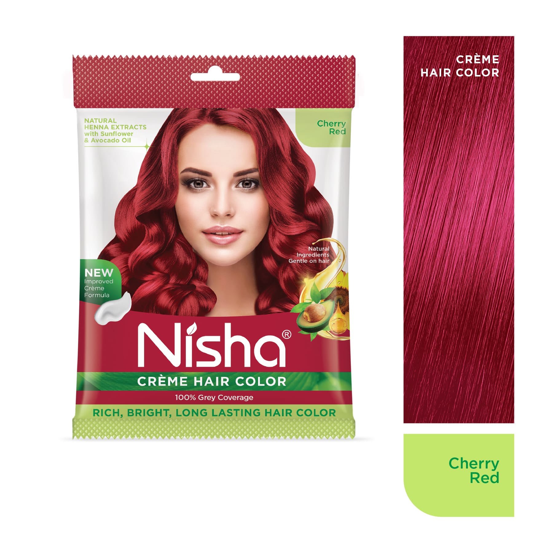 Nisha Crème Hair Color Cherry Red | 100% Grey Coverage