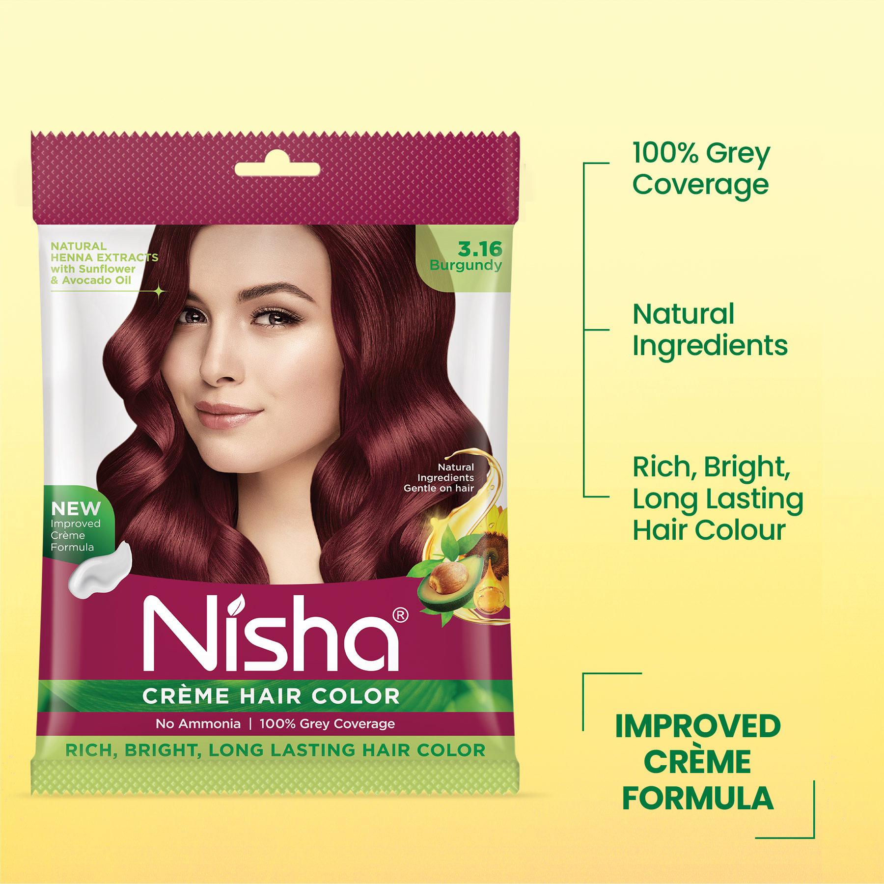 Nisha Crème Hair Color 3.16 Burgundy | No Ammonia