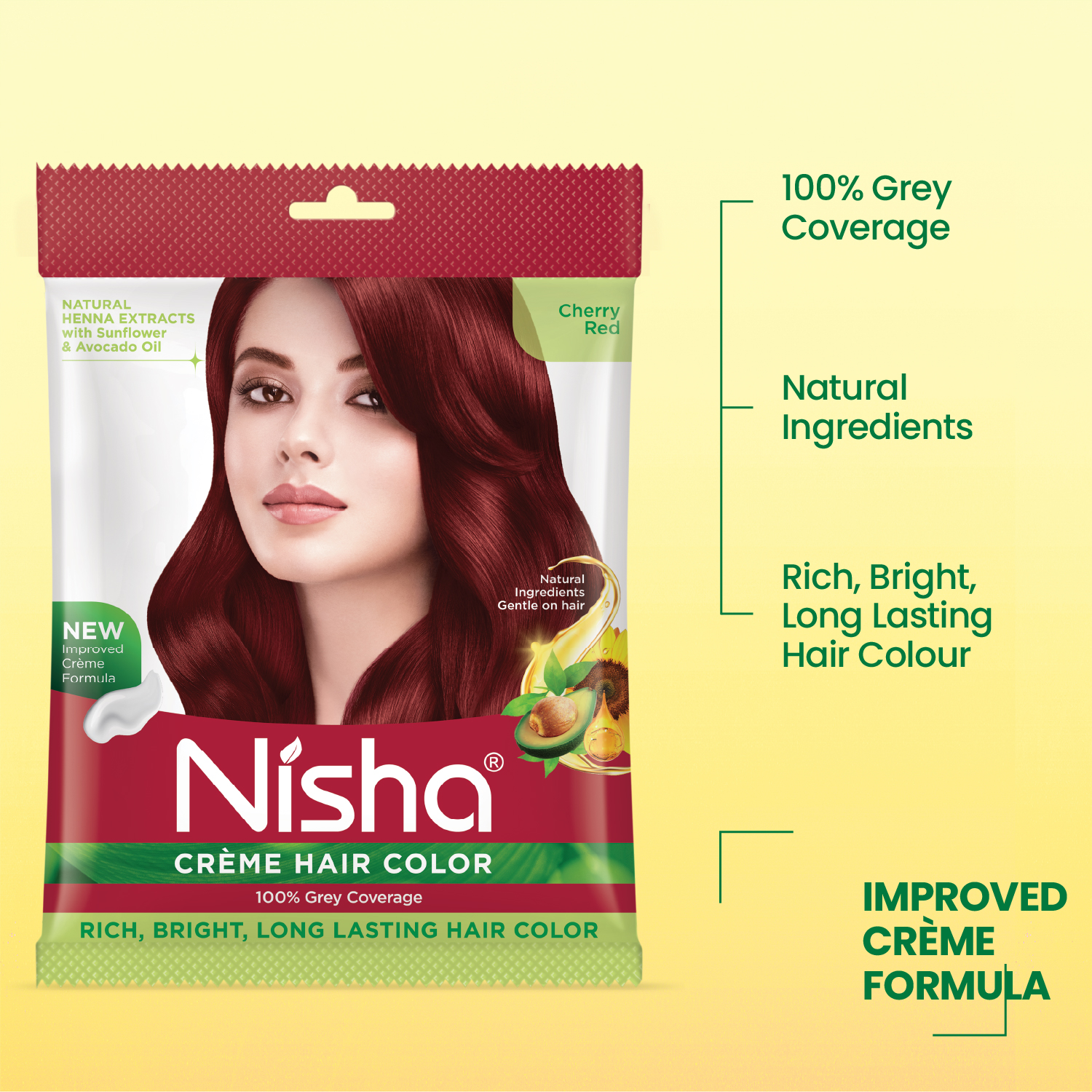 Nisha Crème Hair Color Cherry Red | 100% Grey Coverage