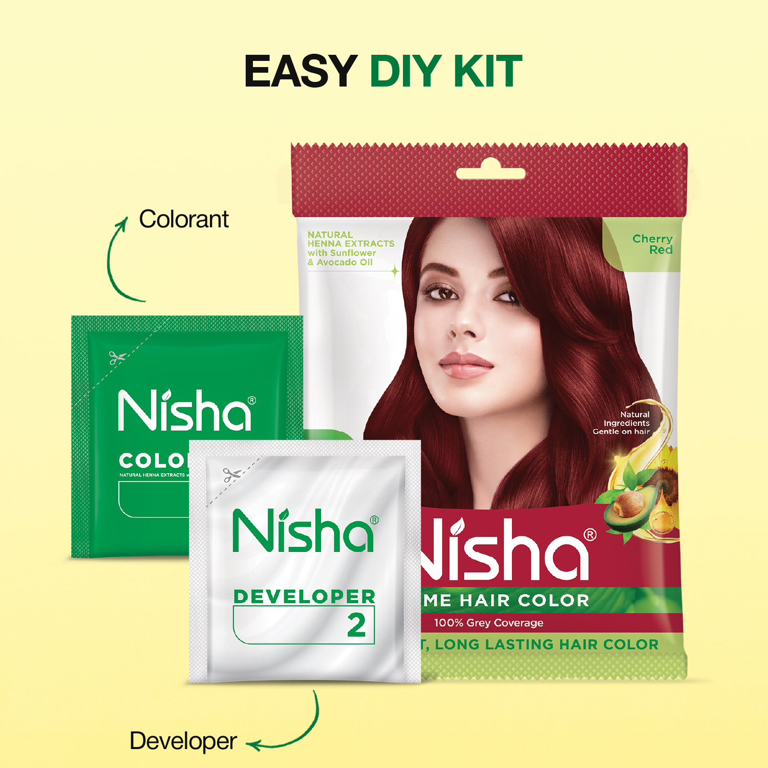 Nisha Crème Hair Color Cherry Red | 100% Grey Coverage