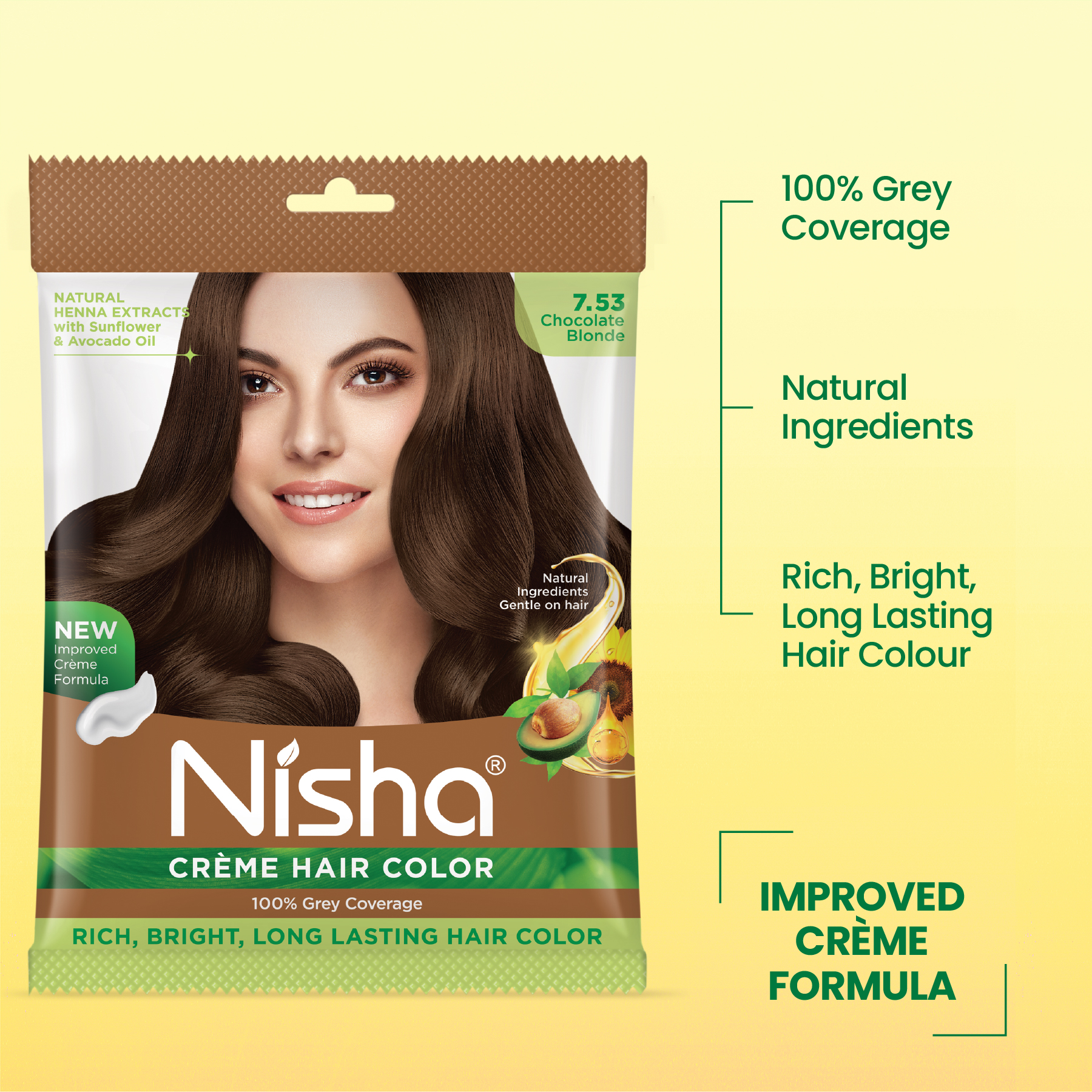 Nisha Crème Hair Color 7.53 Chocolate Blonde