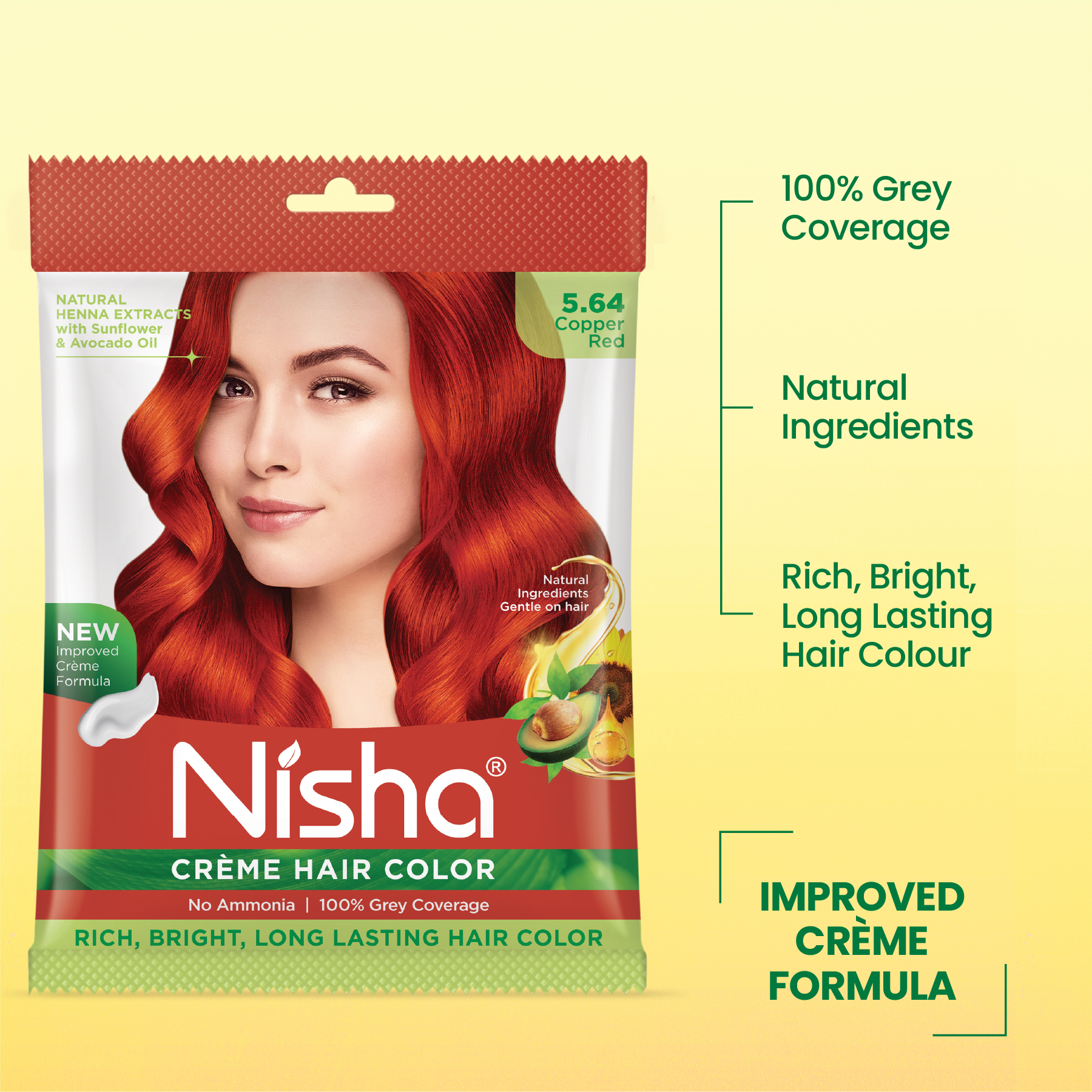 Nisha Crème Hair Color 5.64 Copper Red | Ammonia Free