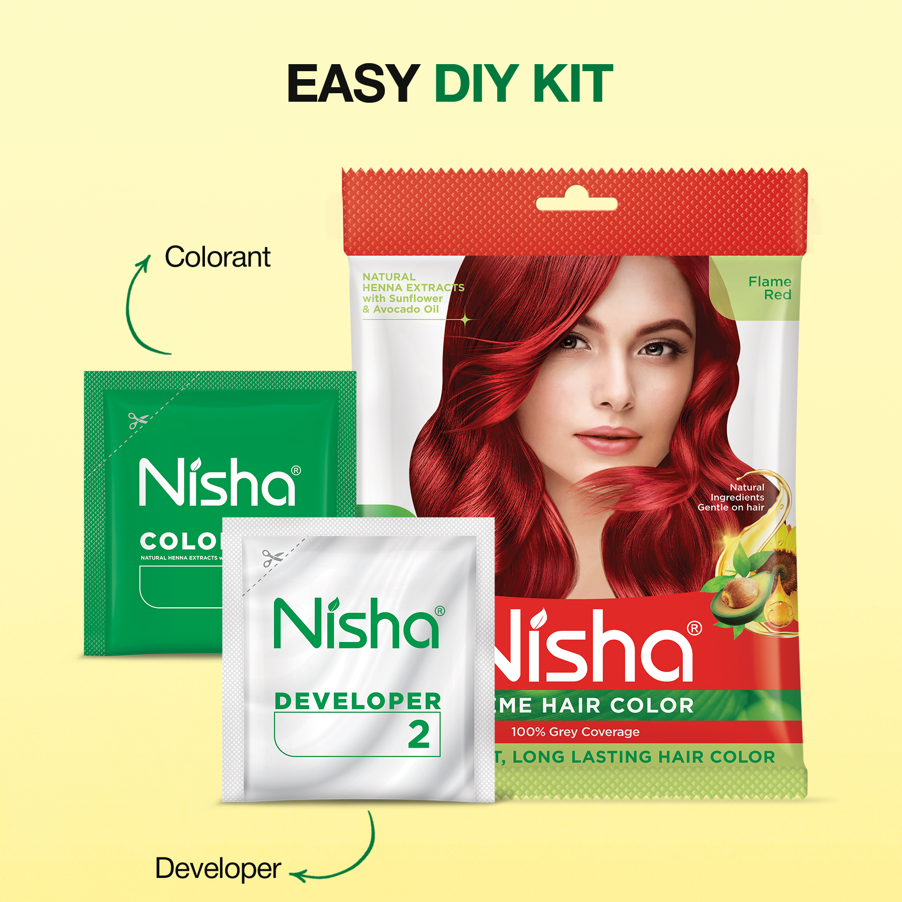 Nisha Creme Hair Color Flame Red | 100% Grey Coverage