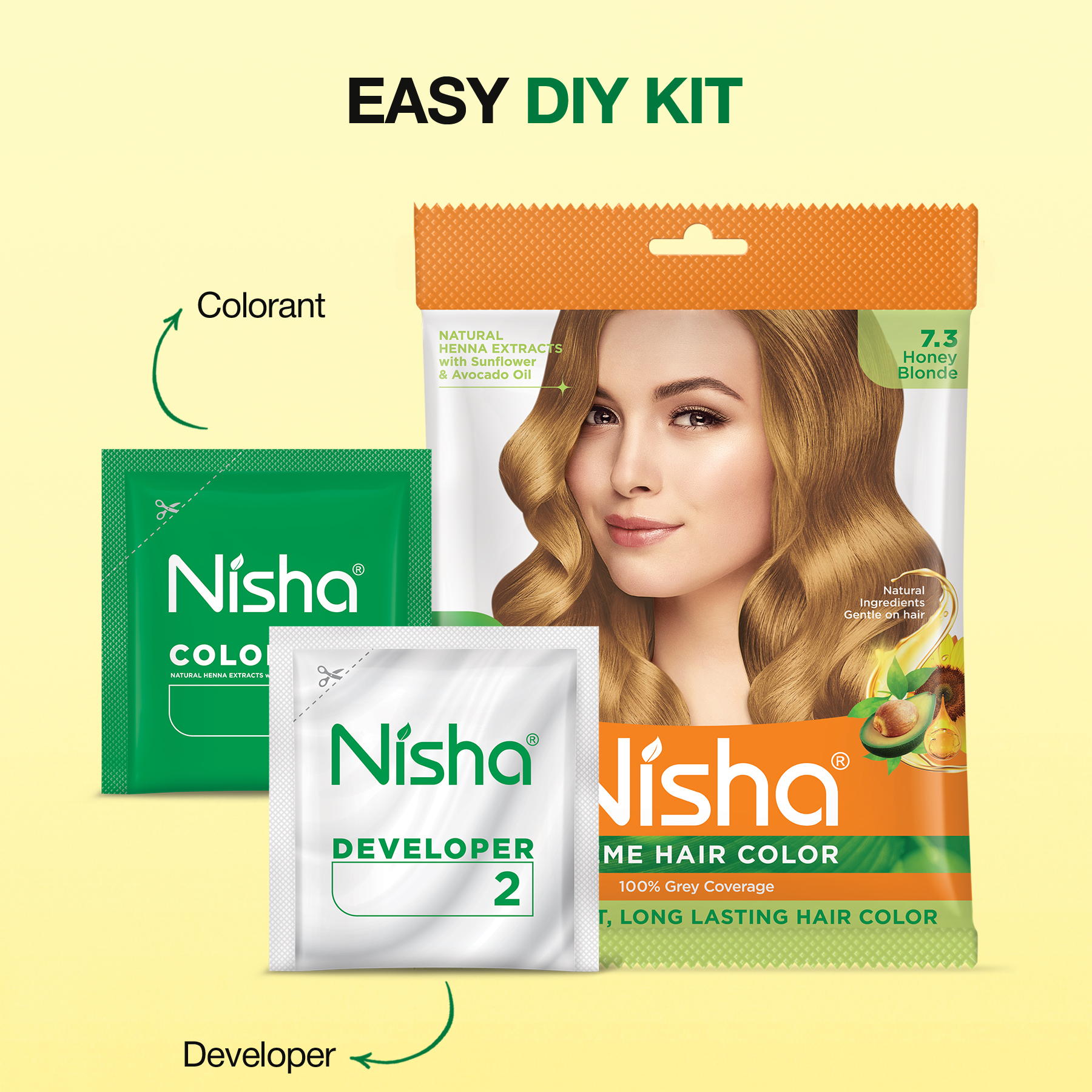 Nisha Crème Hair Color 7.3 Honey Blonde | 100% Grey Coverage