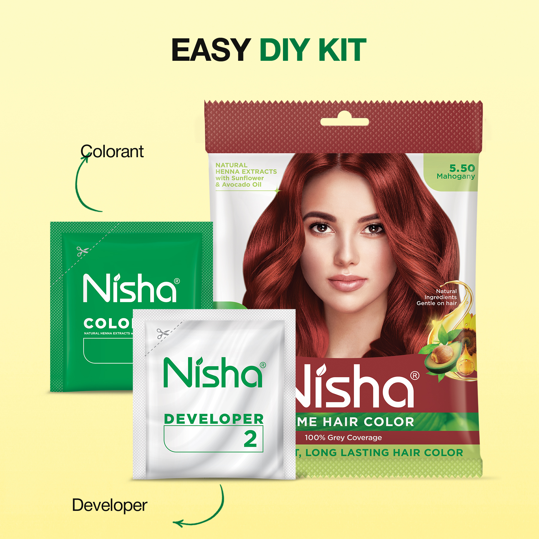Nisha Crème Hair Color Mahogany | 100% Grey Coverage