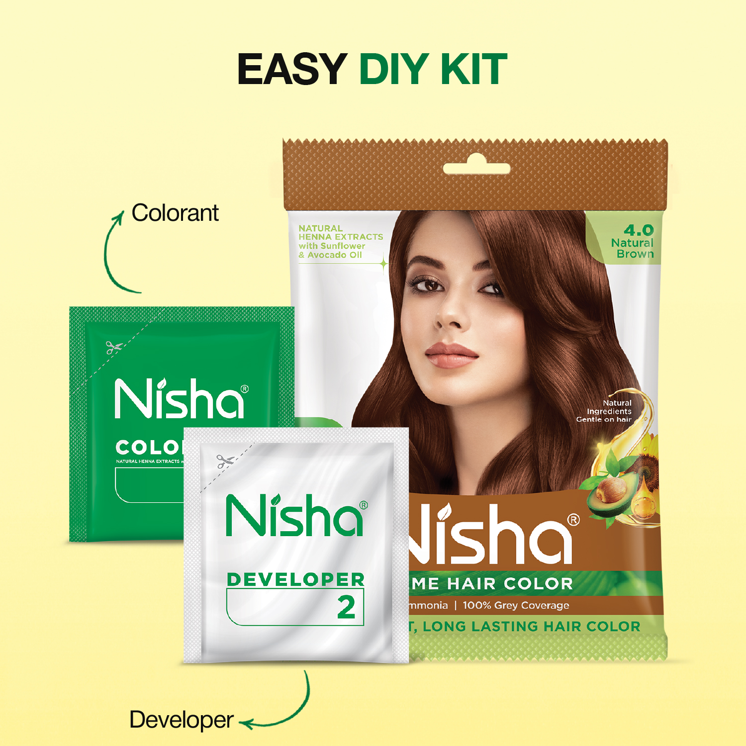 Nisha Crème Hair Color 4.0 Natural Brown | No Ammonia