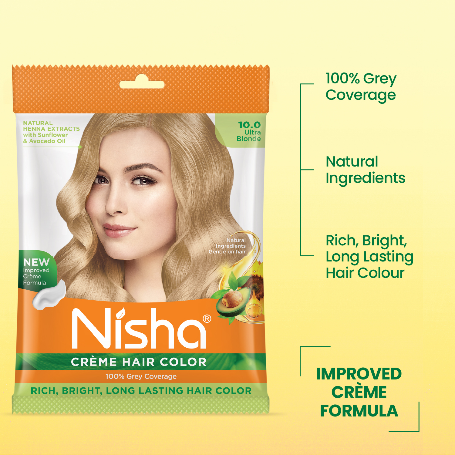 Nisha Crème Hair Color 10.0 Ultra Blonde | 100% Grey Coverage