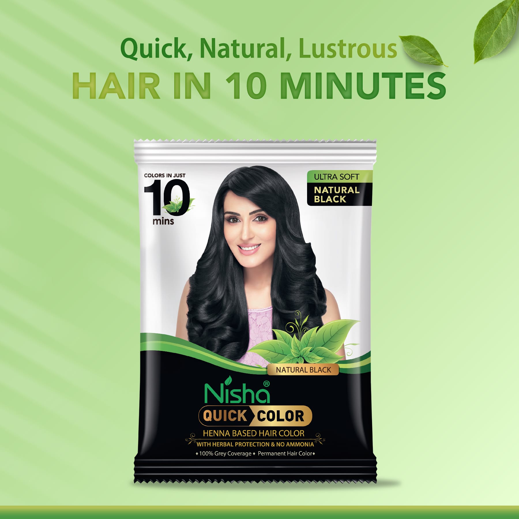 Nisha Quick Color Henna Based Hair Color Natural Black Pouch