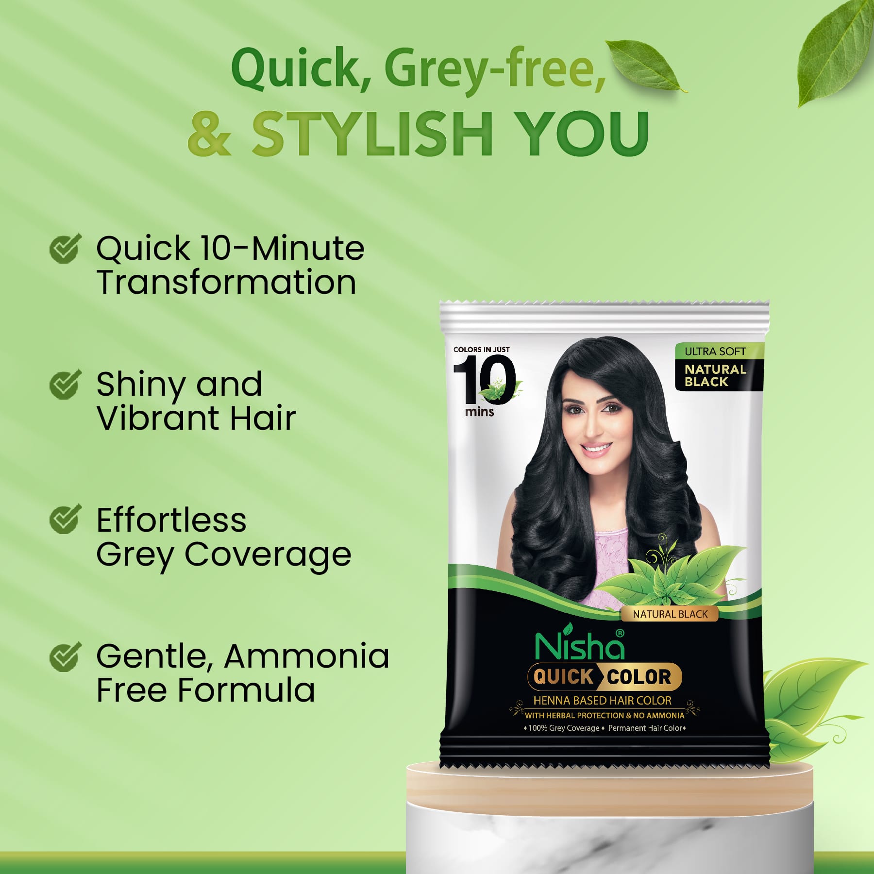 Nisha Quick Color Henna Based Hair Color Natural Black Pouch