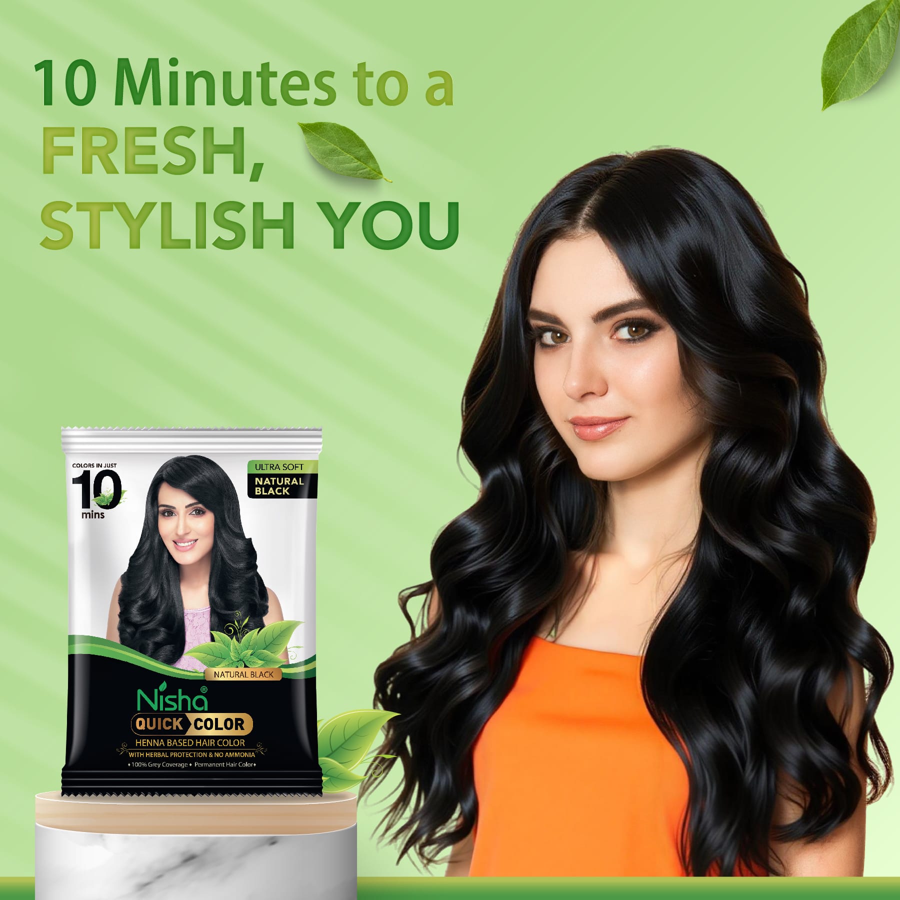 Nisha Quick Color Henna Based Hair Color Natural Black Pouch