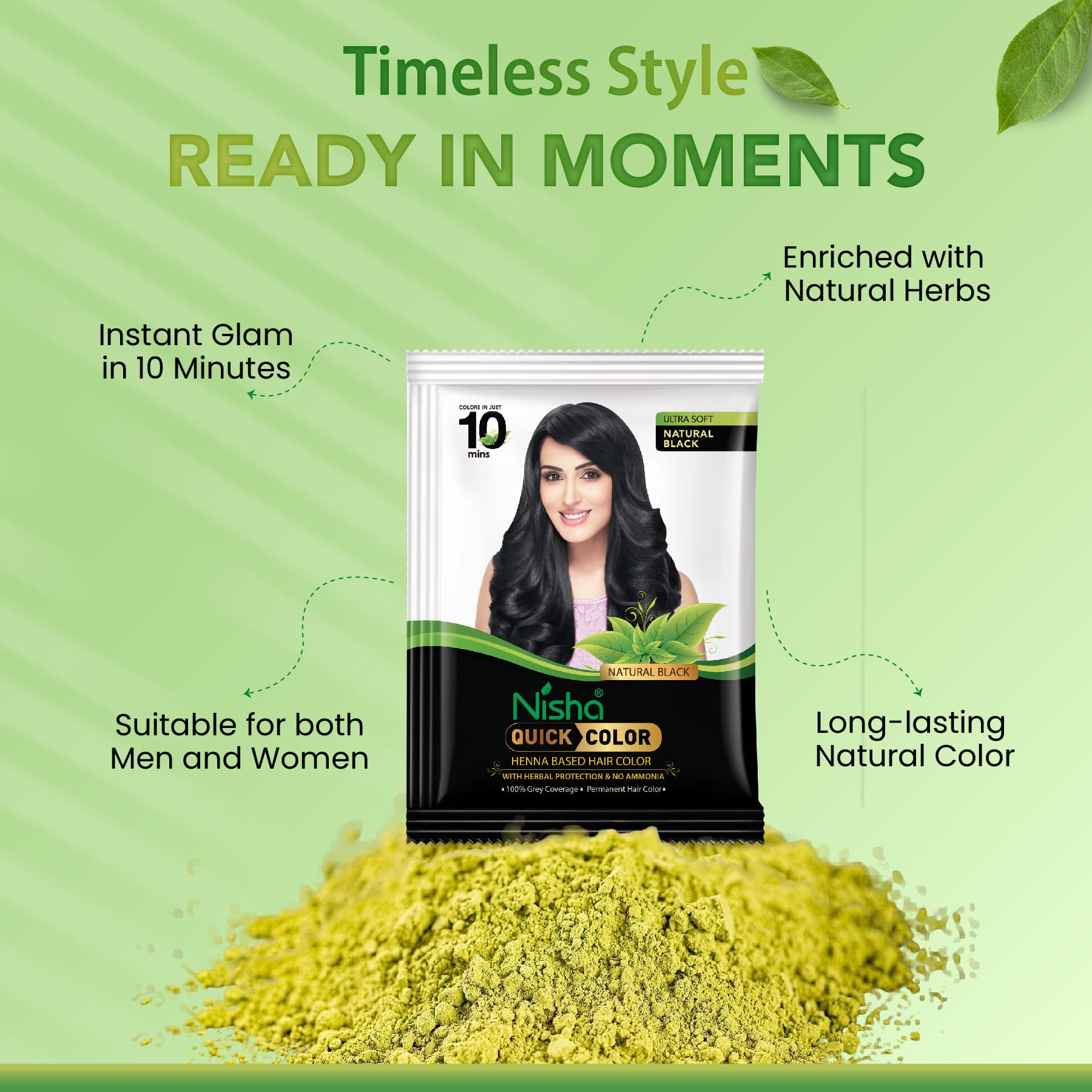 Nisha Quick Color Henna Based Hair Color Natural Black