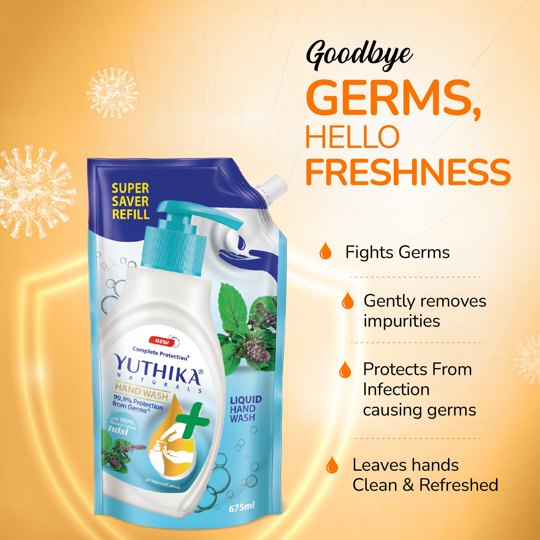  Yuthika Naturals Complete Protection Hand Wash Tulsi 675ml