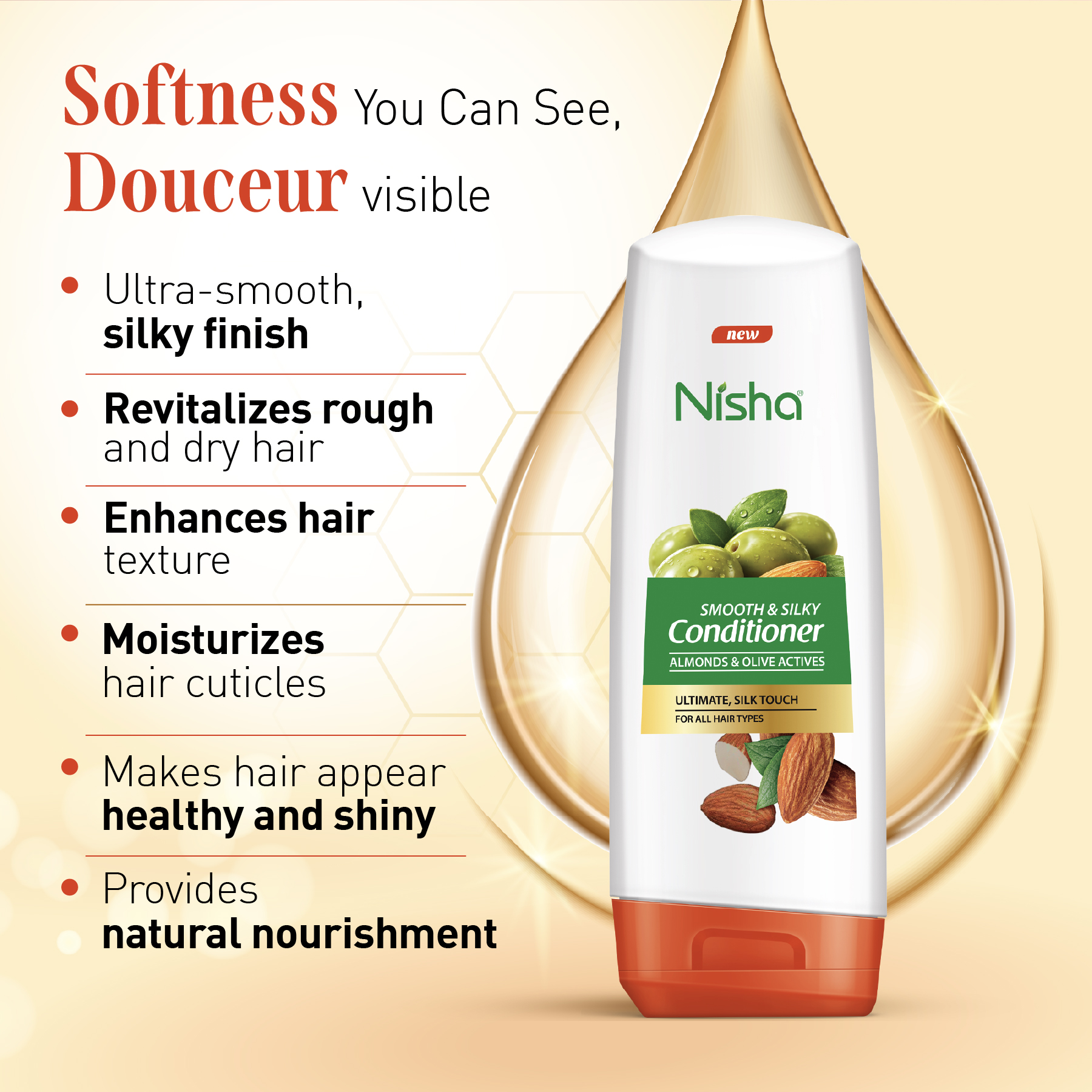 Nisha Smooth & Silky Conditioner | Almond & Olive Actives Conditioner