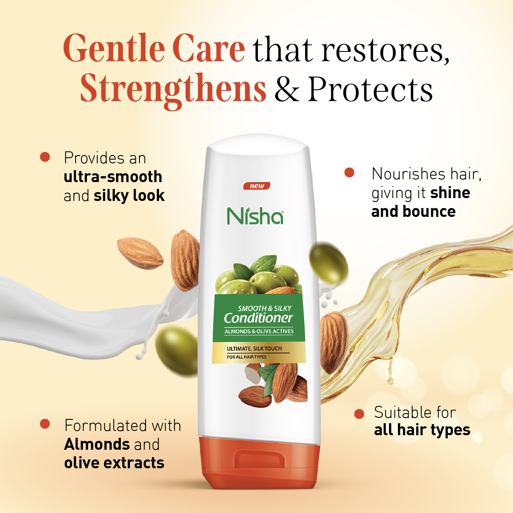 Nisha Smooth & Silky Conditioner | Almond & Olive Actives Conditioner
