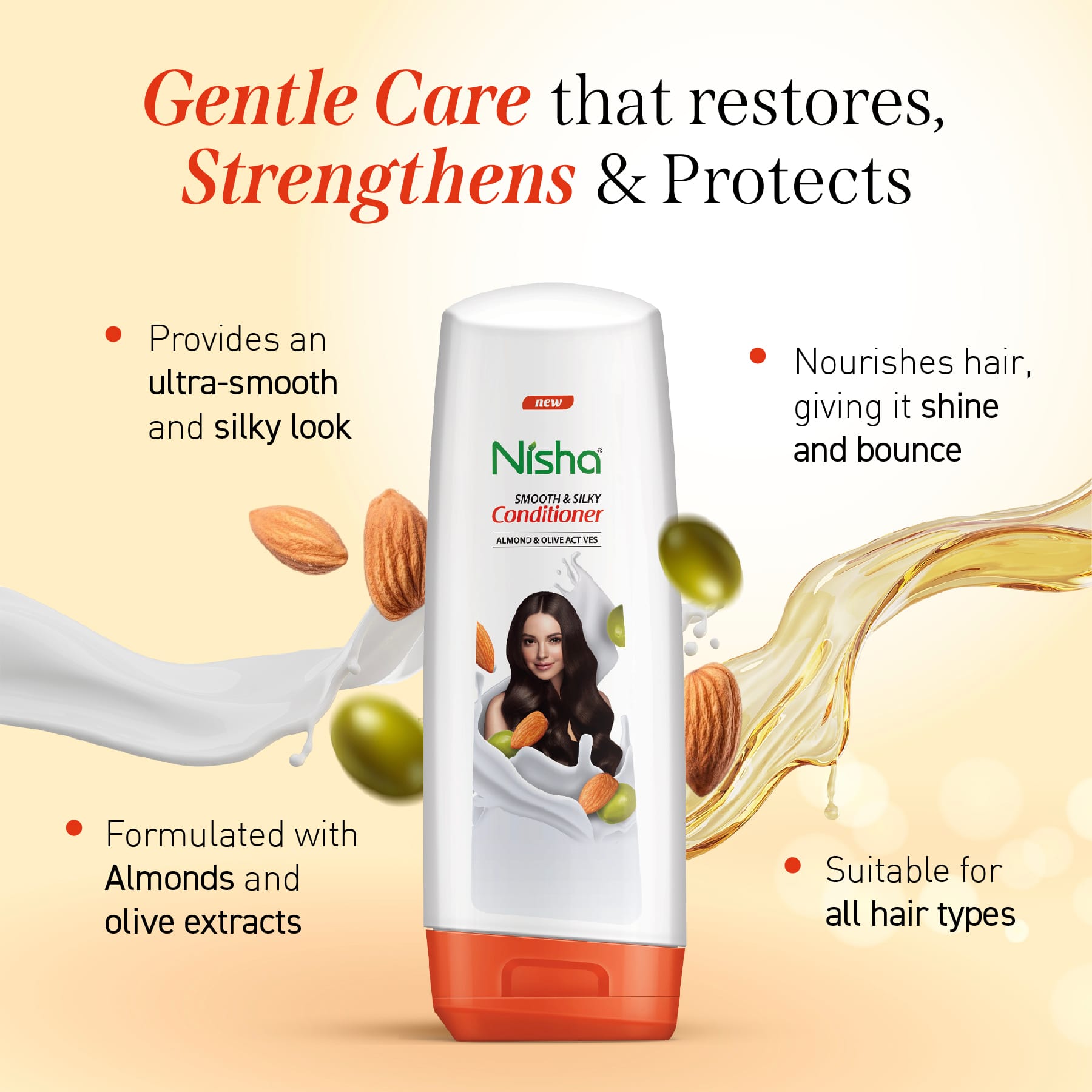 Nisha Smooth & Silky Conditioner | Almond & Olive Actives Conditioner
