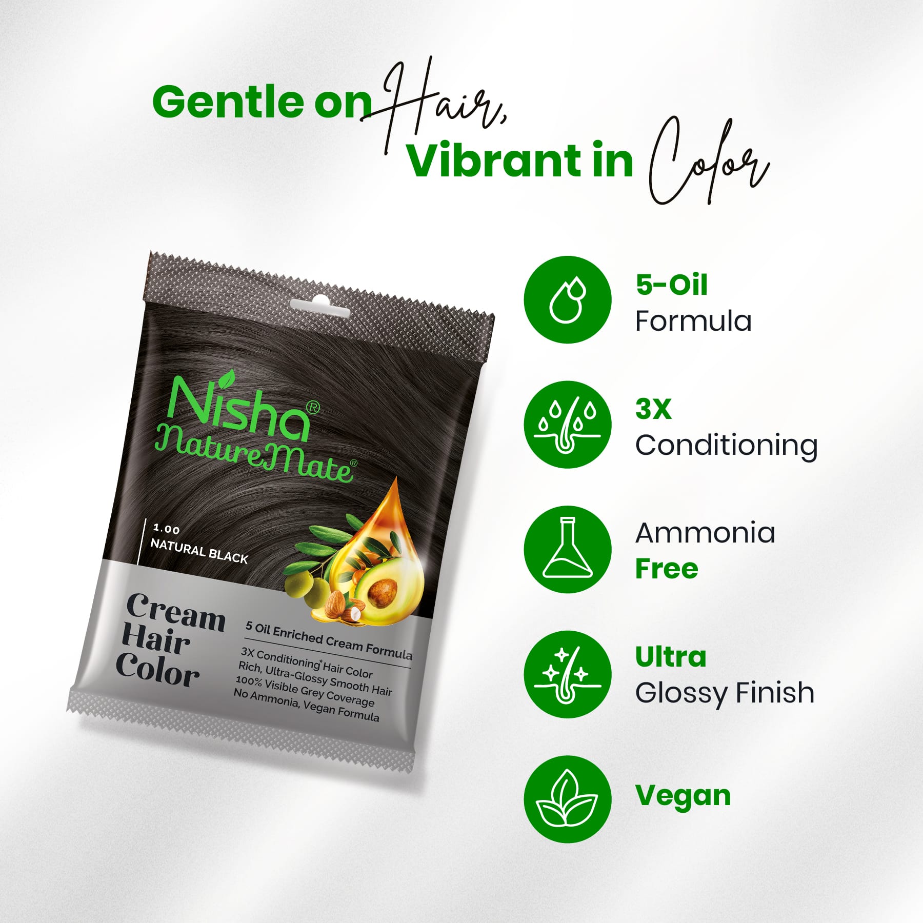 Nisha Naturemate Cream Hair Color Natural Black