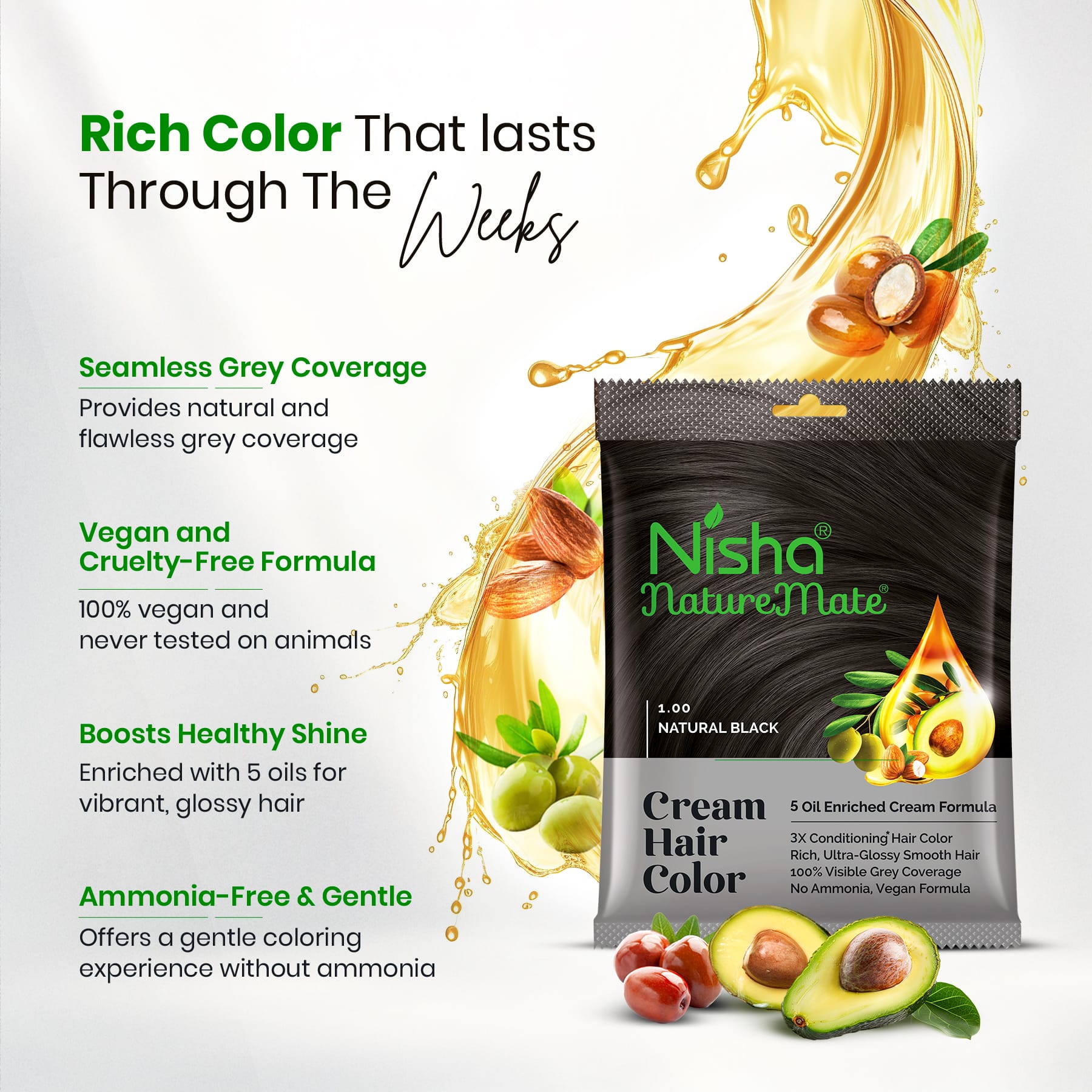 Nisha Naturemate Cream Hair Color Natural Black