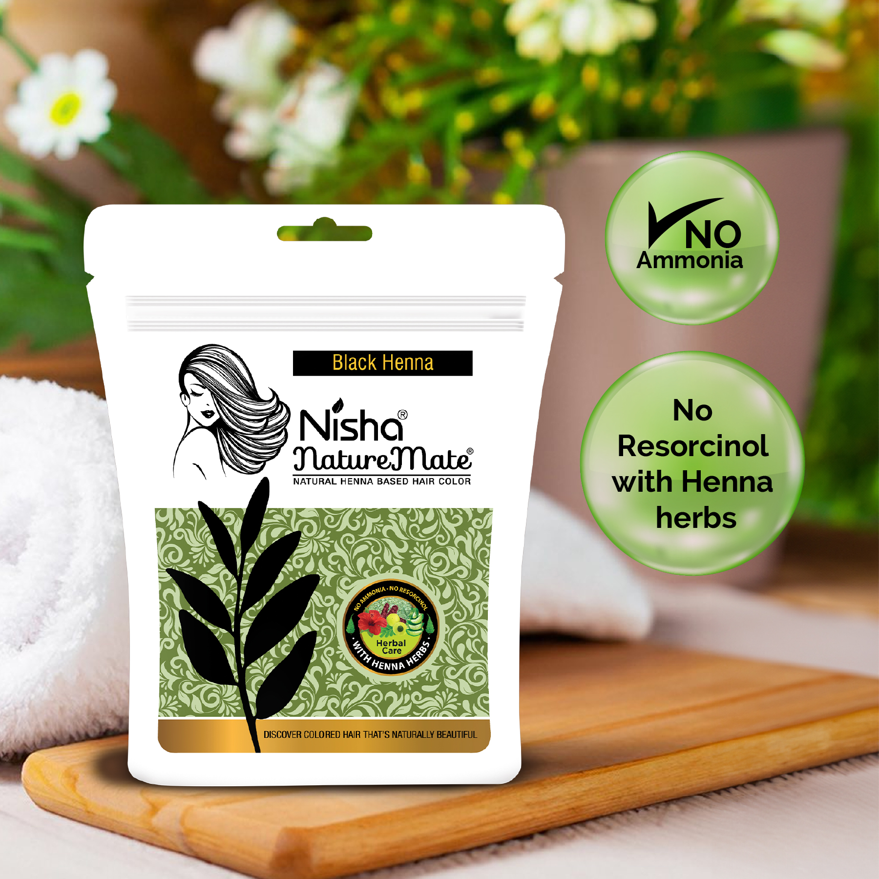 Nisha NatureMate Natural Henna-Based Hair Color Black Henna