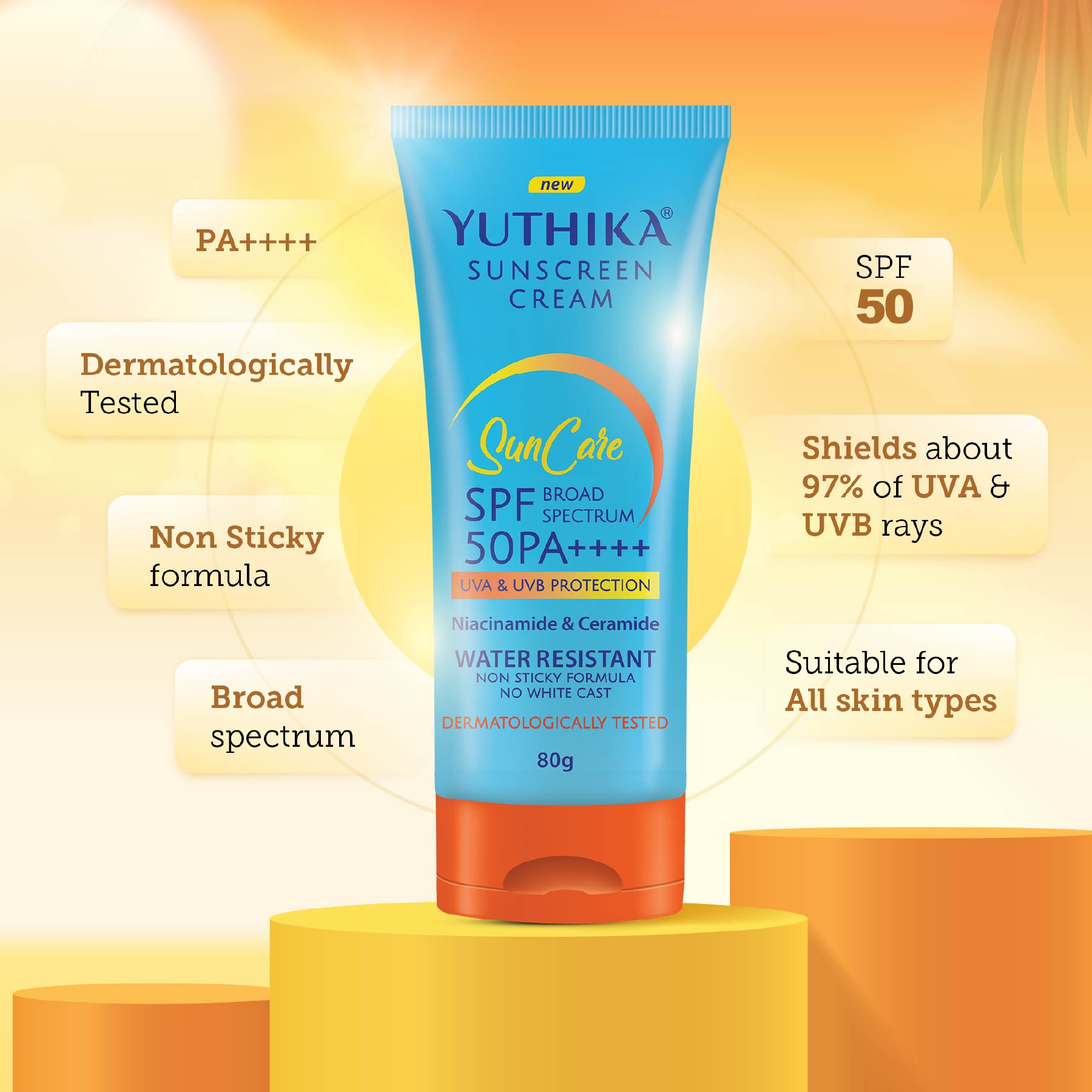 Yuthika Sunscreen Cream Suncare SPF 50 80g