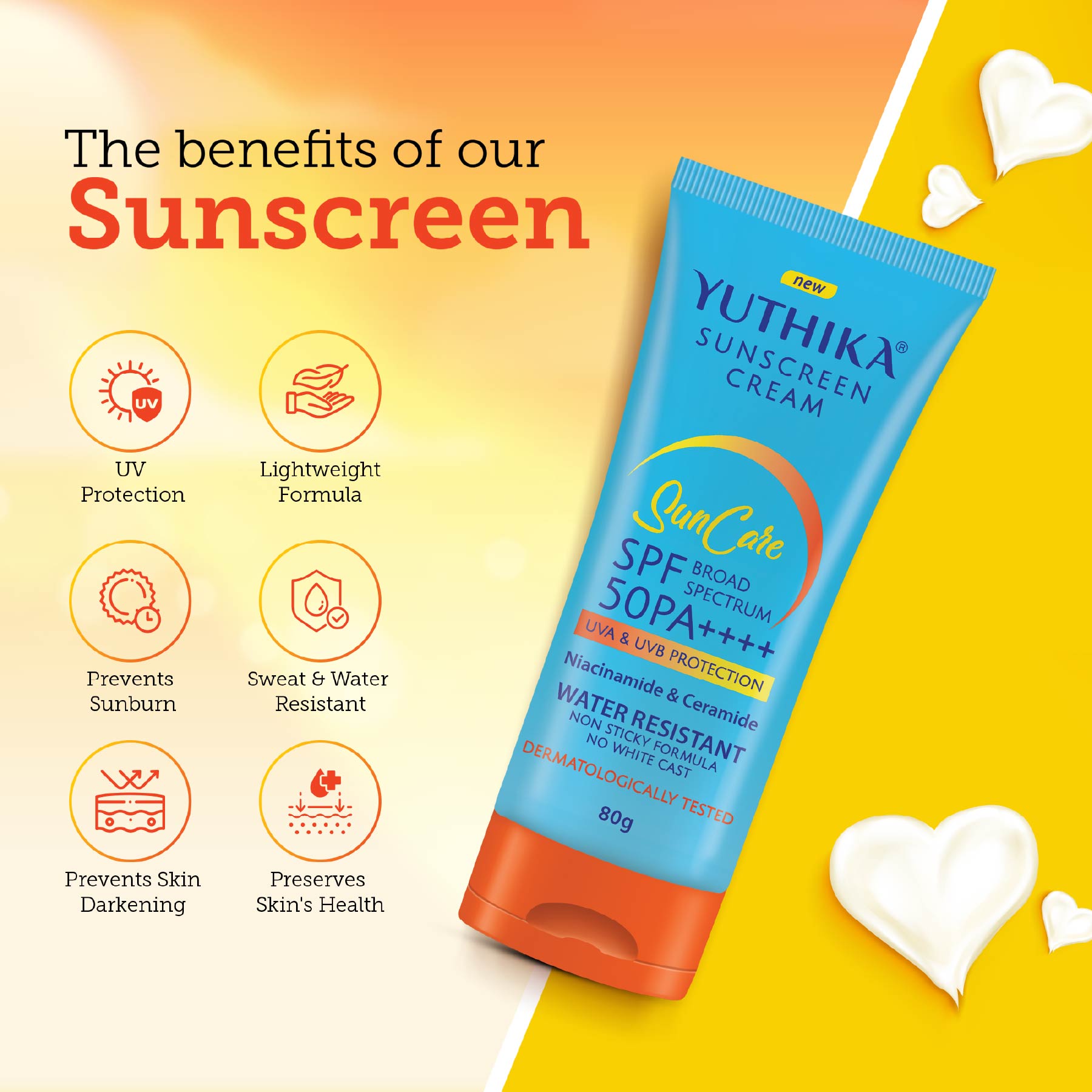 Yuthika Sunscreen Cream Suncare SPF 50 80g