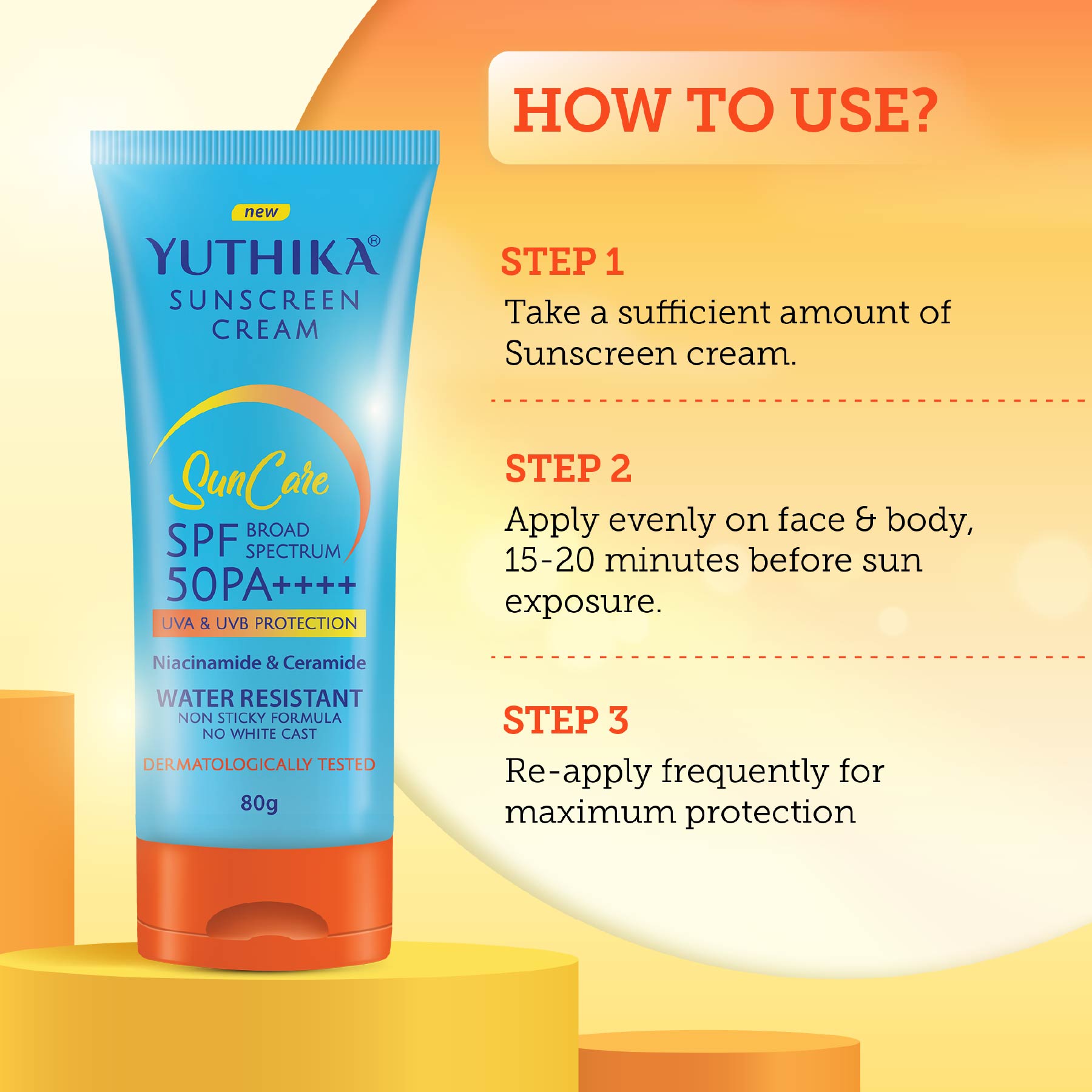 Yuthika Sunscreen Cream Suncare SPF 50 80g