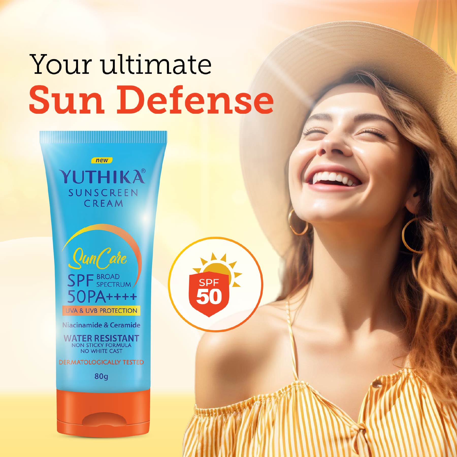 Yuthika Sunscreen Cream Suncare SPF 50 80g
