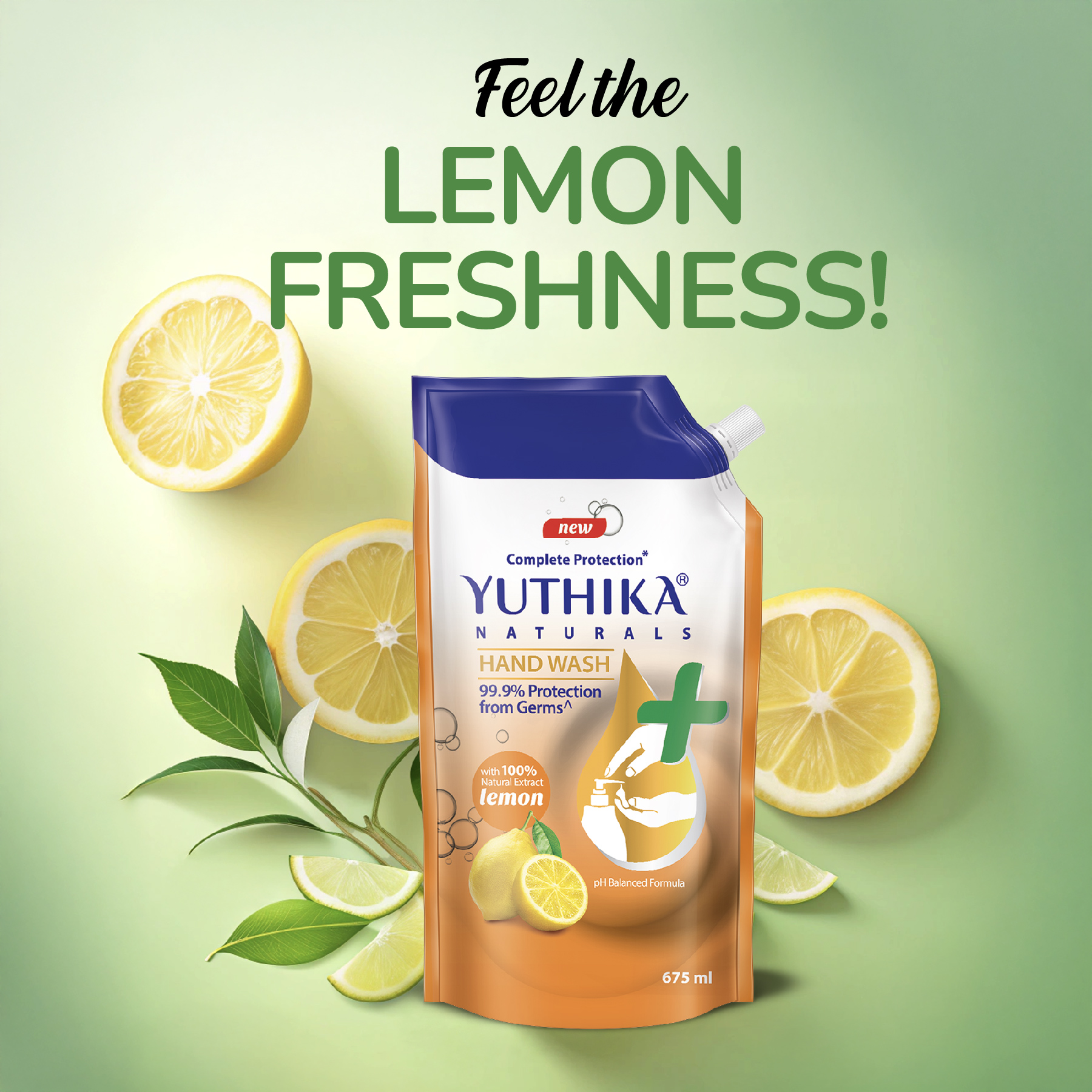 Yuthika Naturals Complete Protection Hand Wash Lemon 675ml
