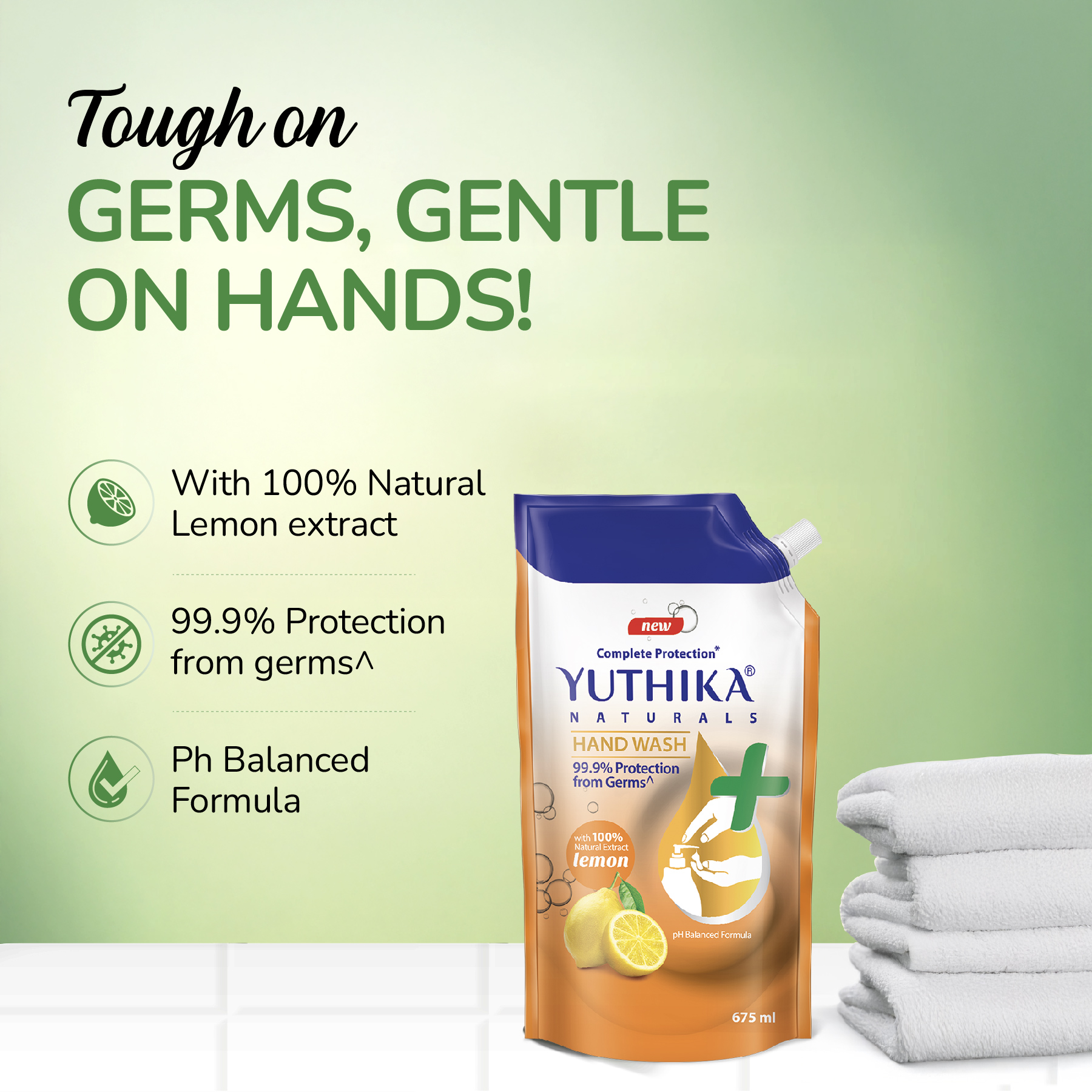 Yuthika Naturals Complete Protection Hand Wash Lemon 675ml