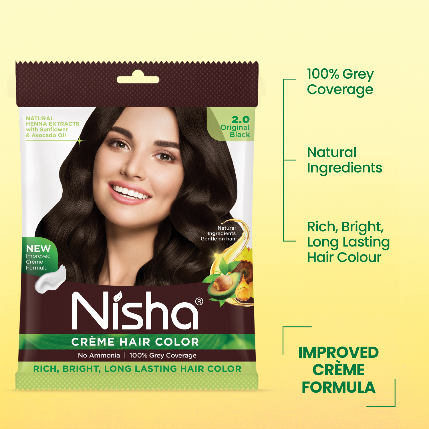 Nisha Crème Hair Color 2.0 Original Black | No Ammonia
