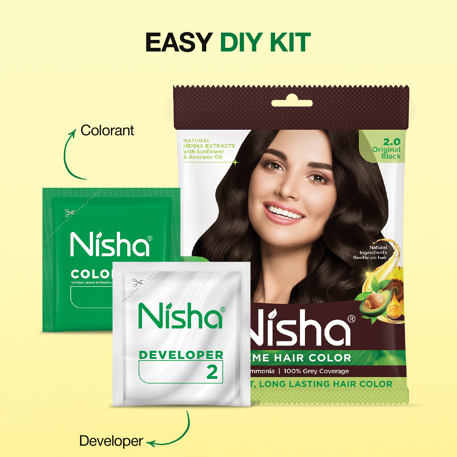 Nisha Crème Hair Color 2.0 Original Black | No Ammonia