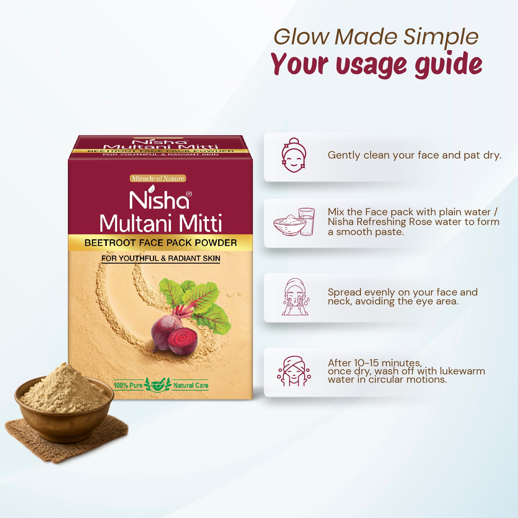 Nisha Multani Mitti Beetroot Face Pack Powder