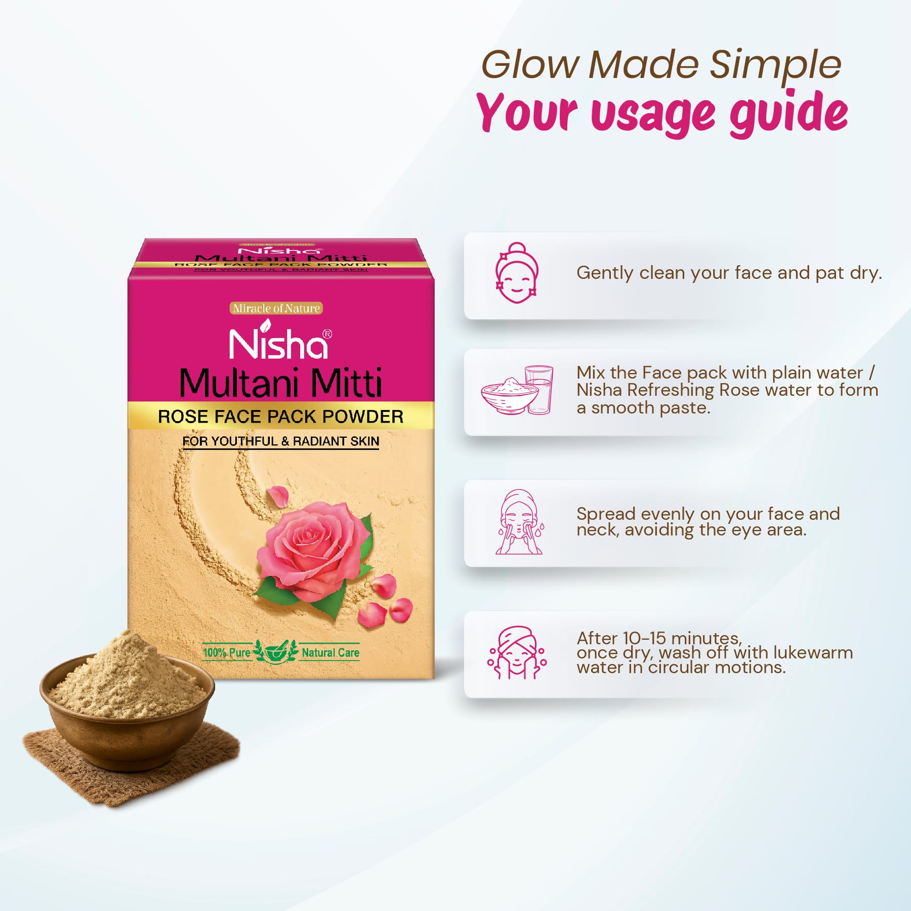 Nisha Multani Mitti Rose Face Pack Powder