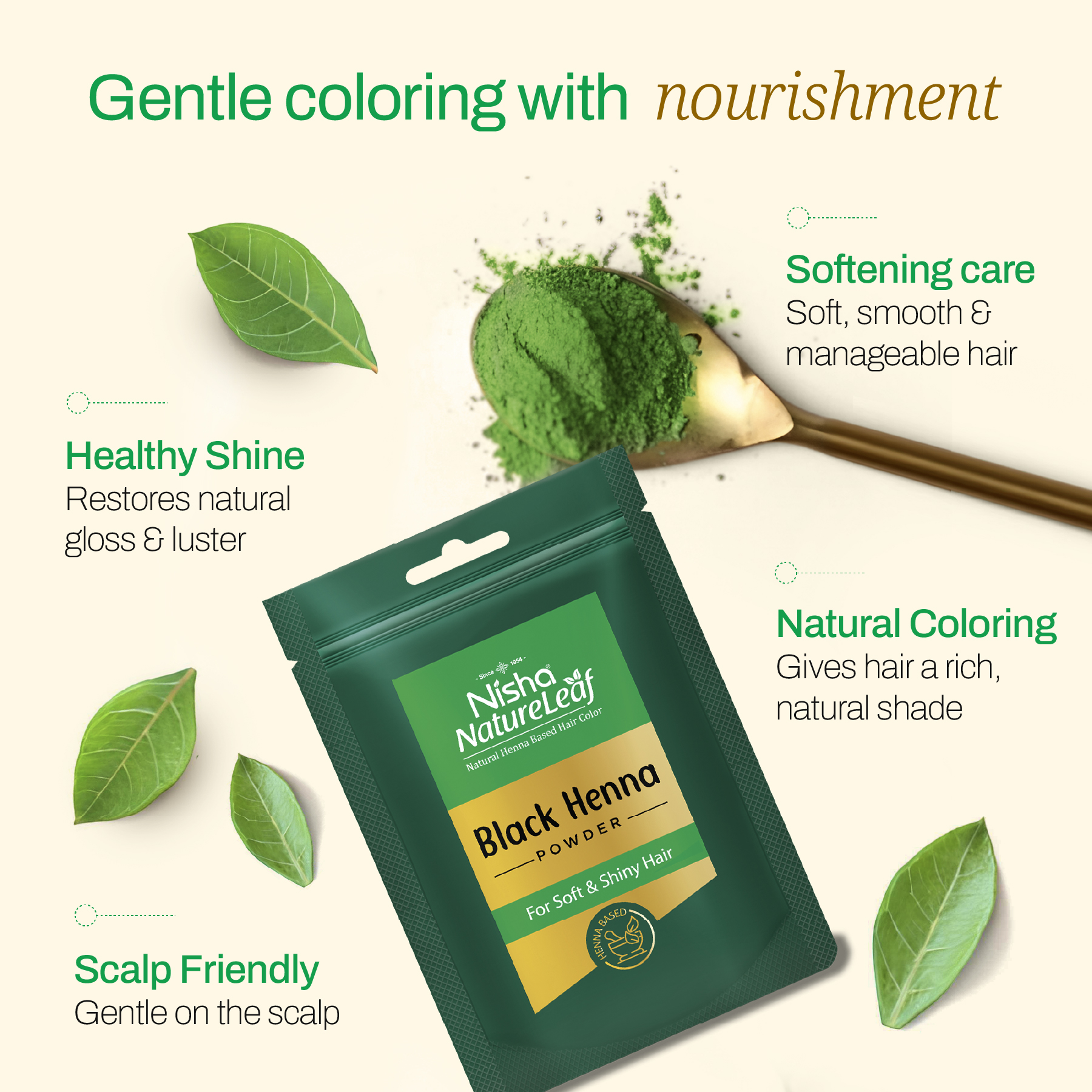 Nisha Natureleaf Natural Henna Based Hair Color Black Henna Powder