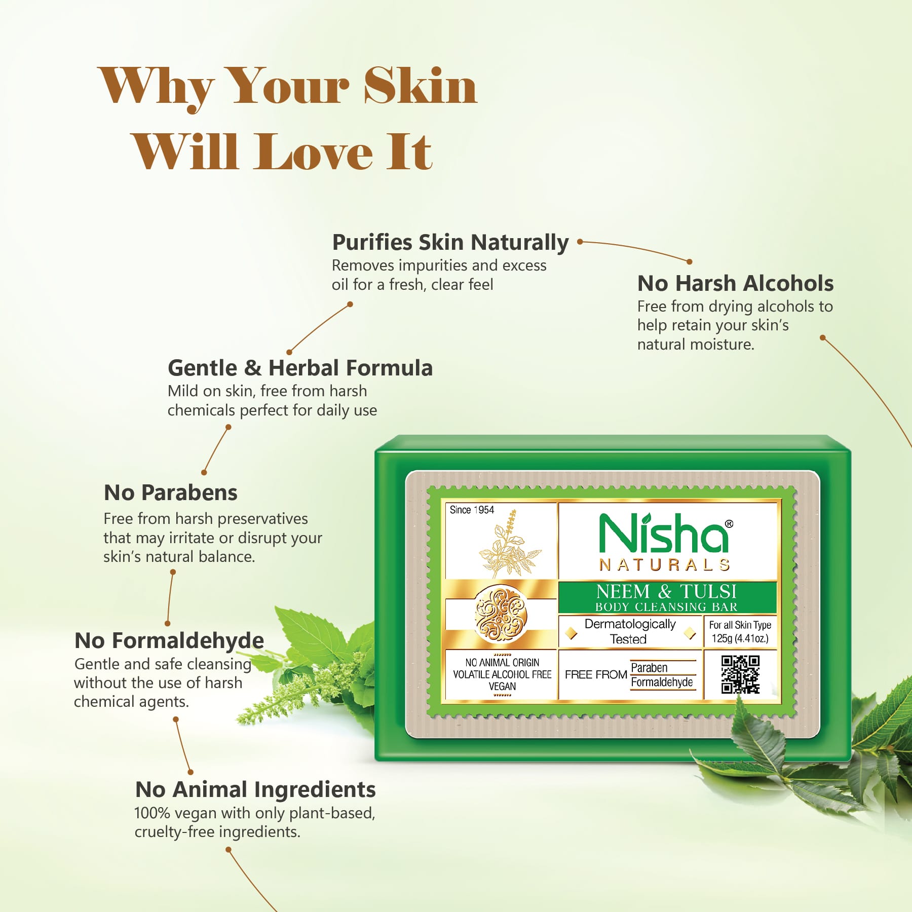 Nisha Body Cleansing Bar Neem & Tulsi