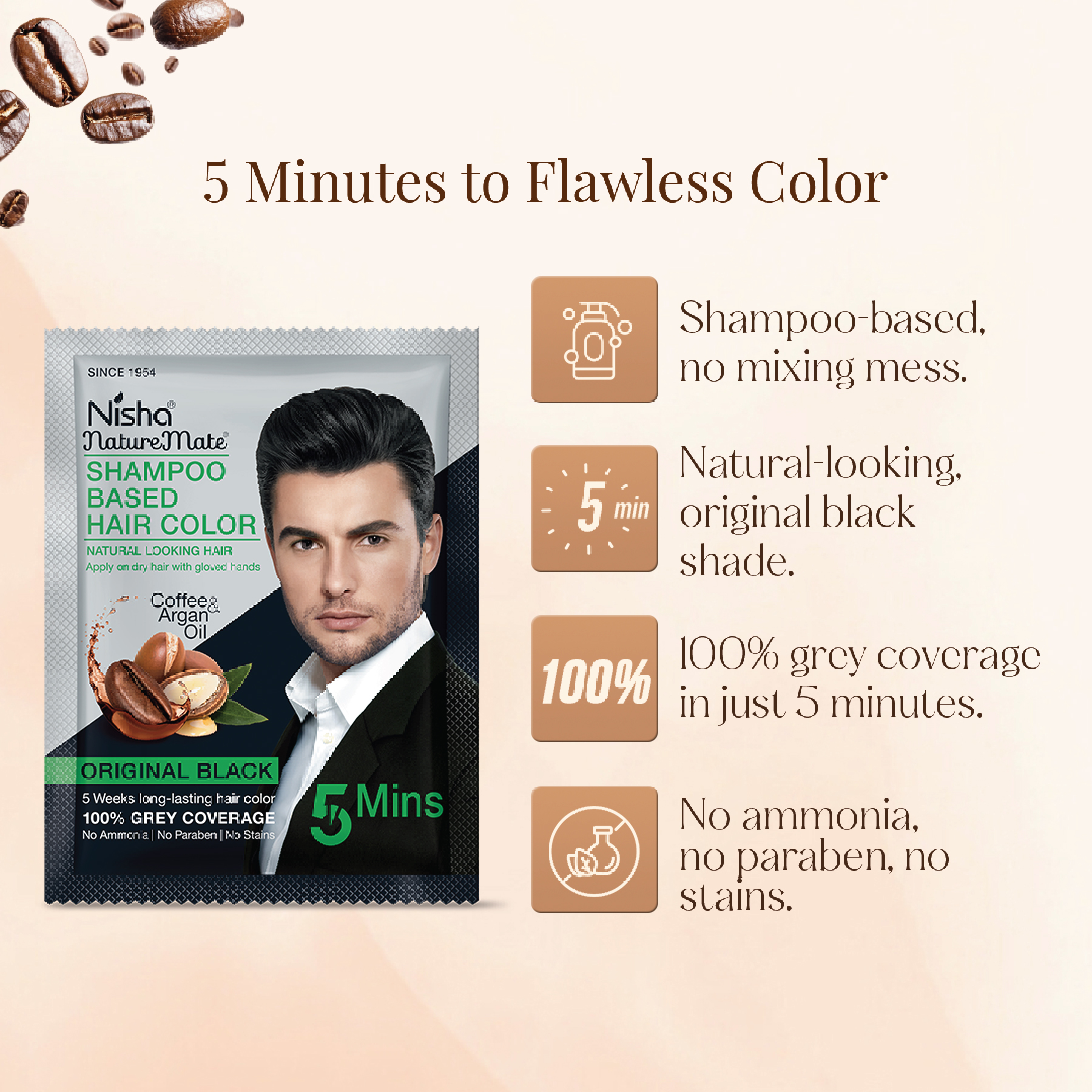 Nisha Naturemate Shampoo Based Hair Color Original Black