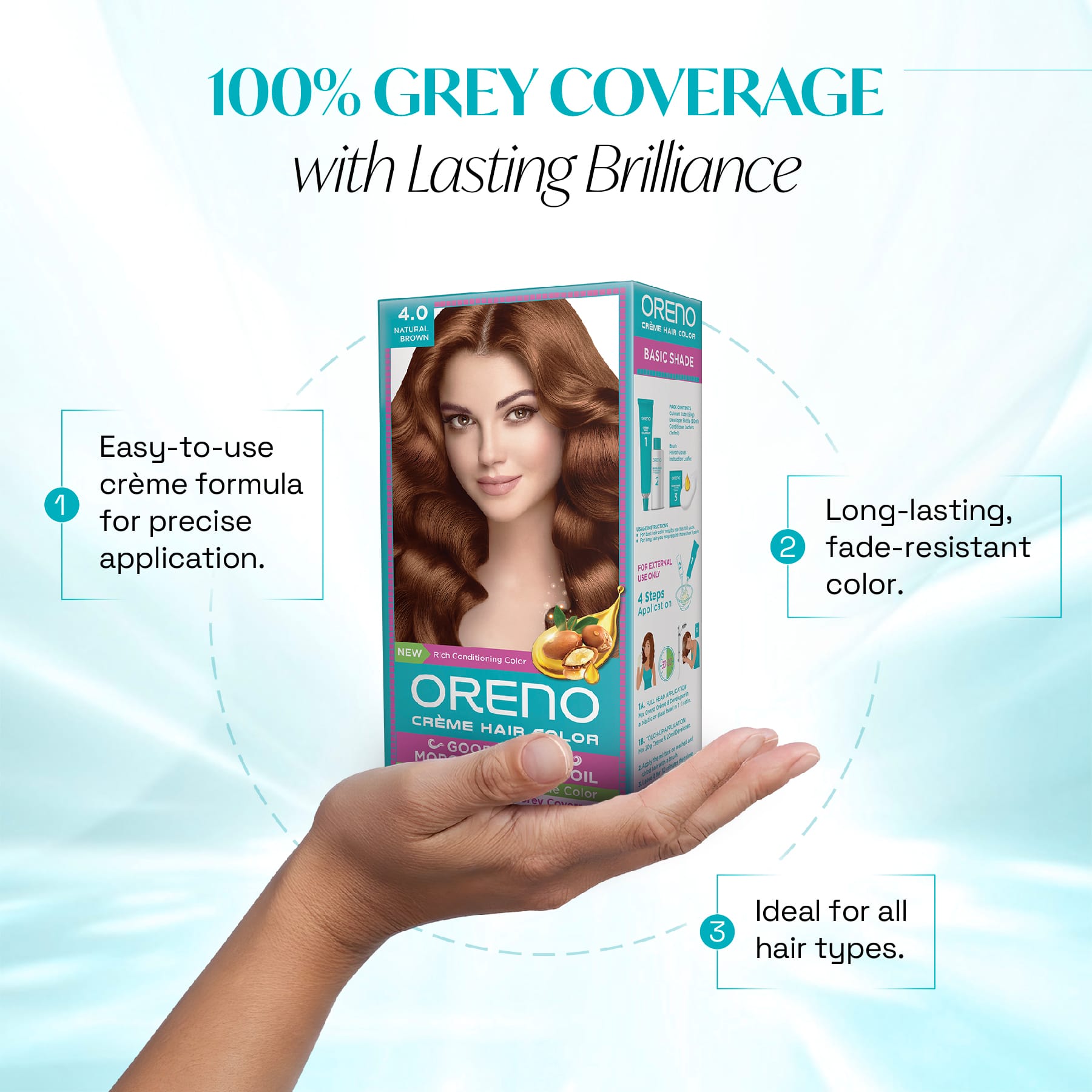 Oreno Crème Hair Color 4.0 Natural Brown